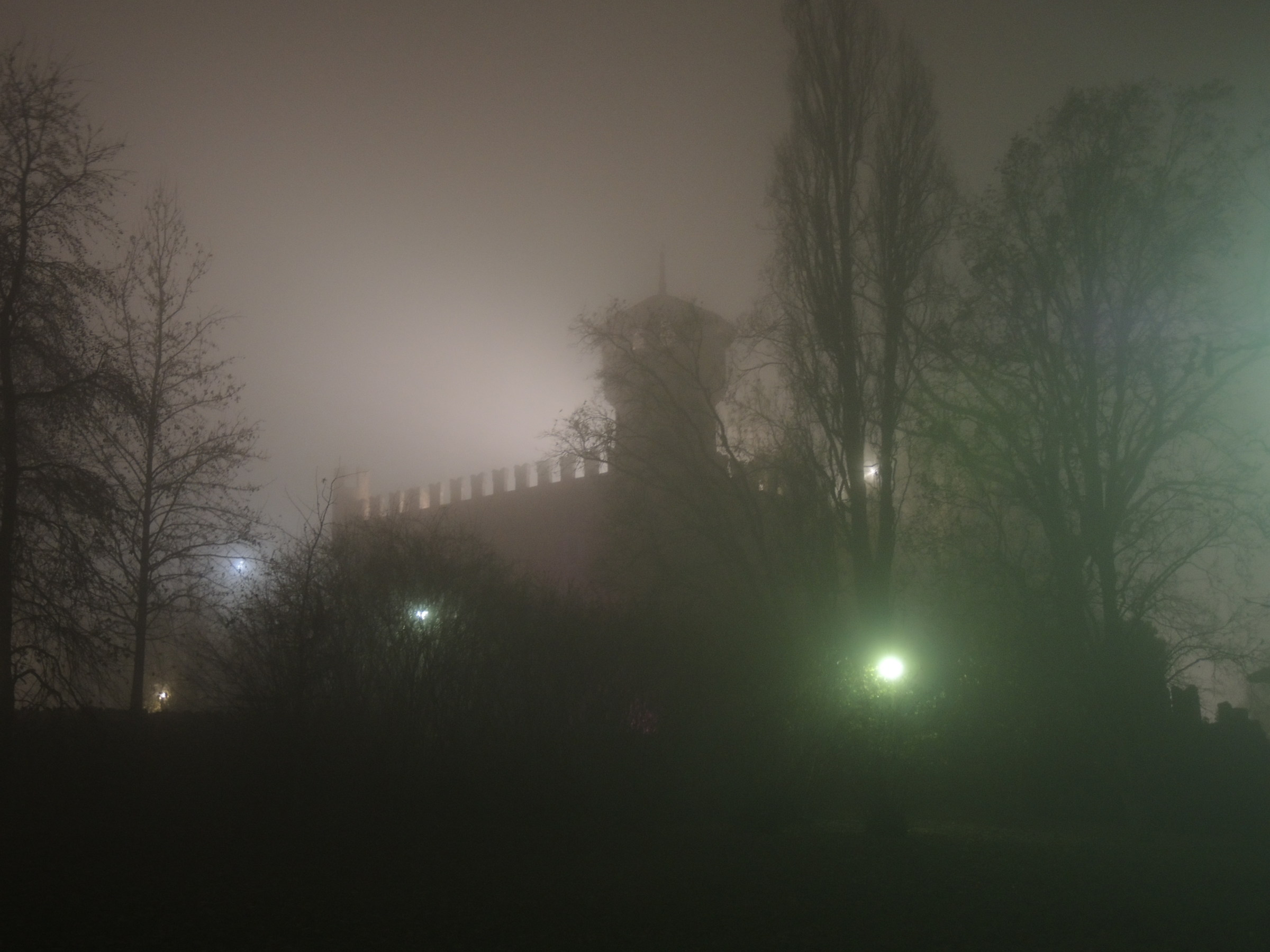castello medievale nella nebbia