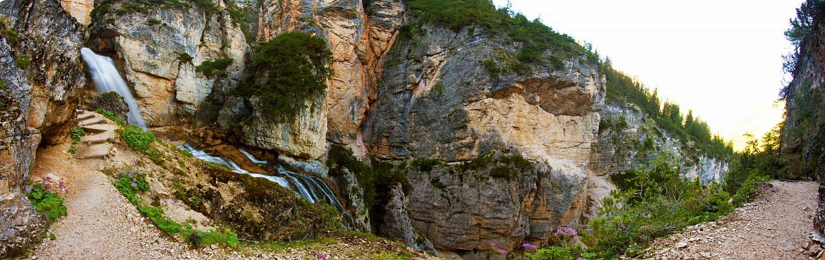 Waterfall in the Regional Park of the Ampezzo Dolomites