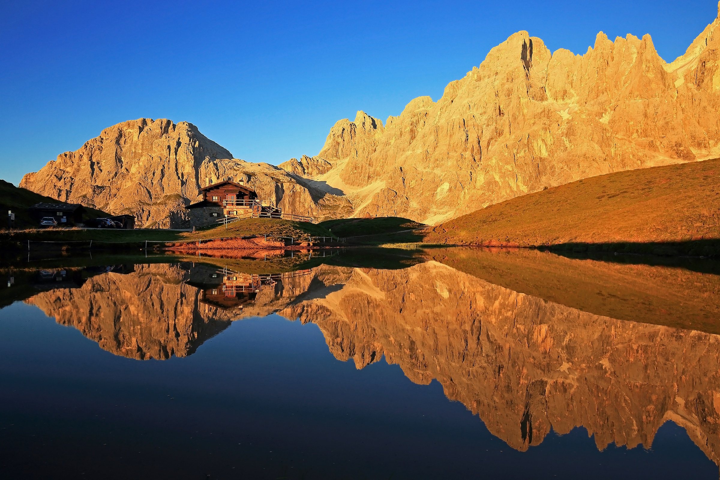 Reflections on alpine puddle.