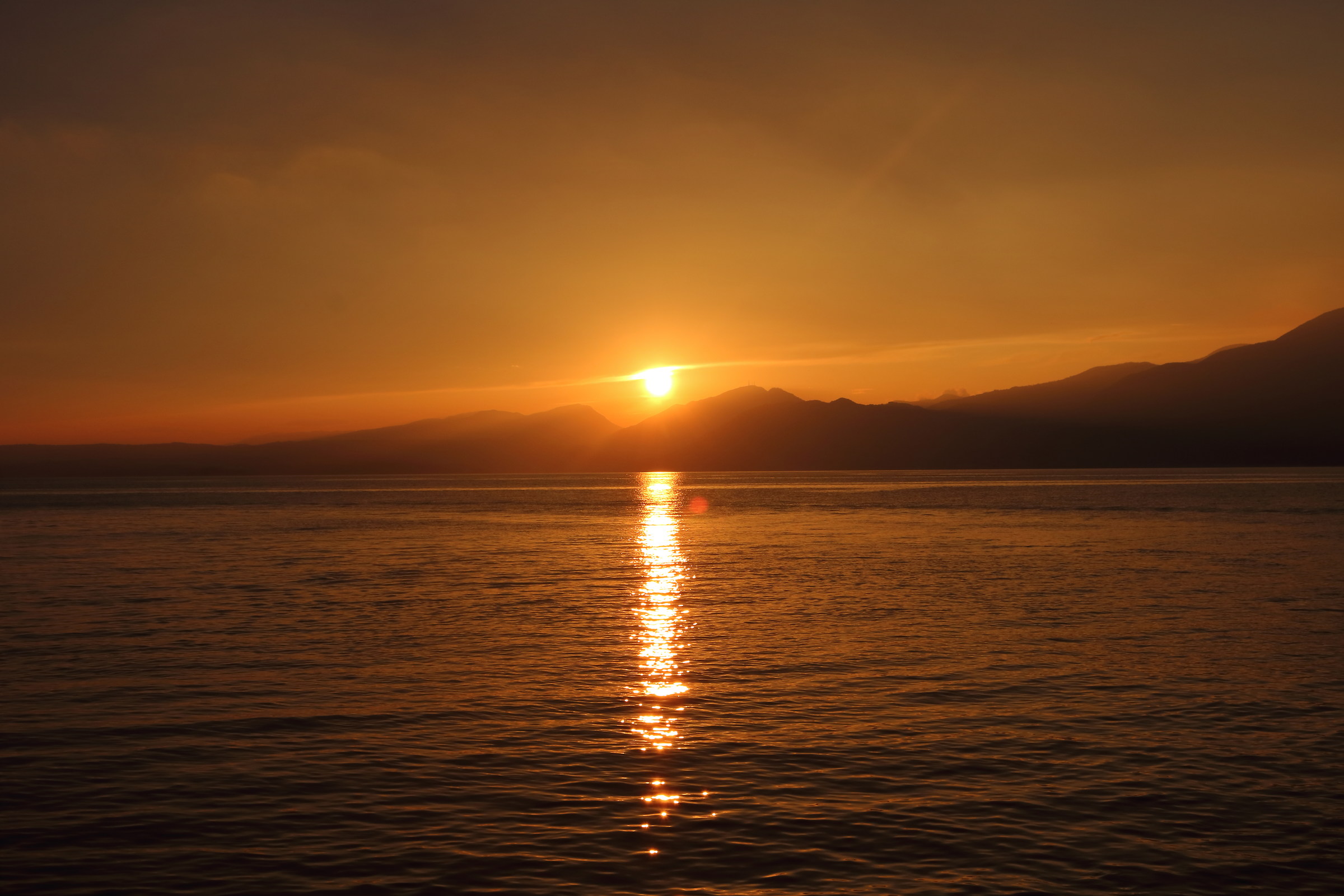 sunset over the lake