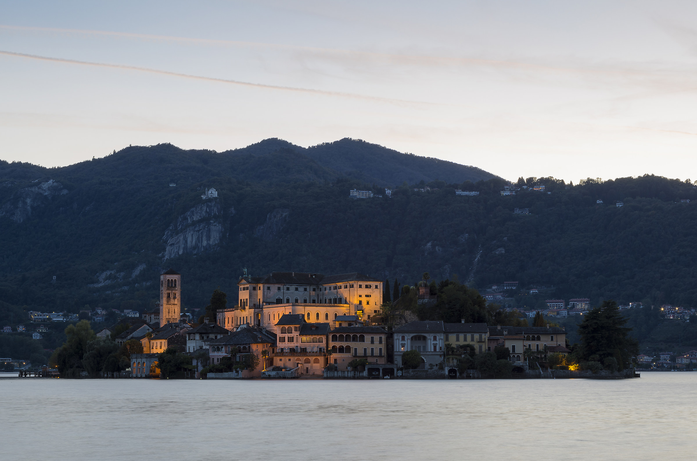 The first lights of the evening.