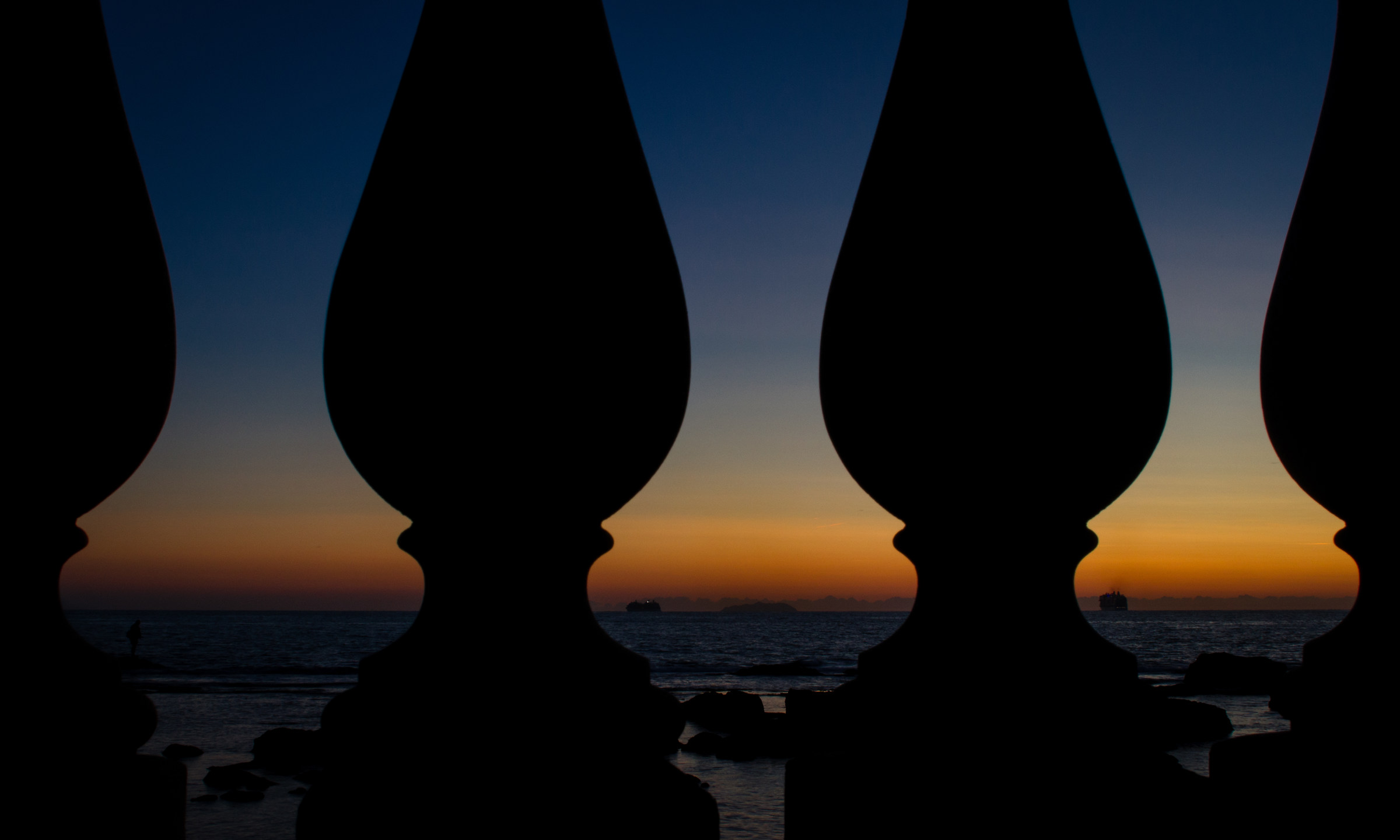 Sunset between columns