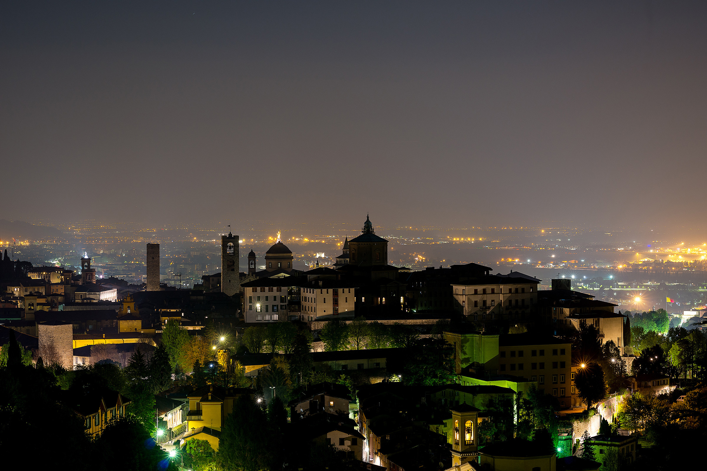 Bergamo high at night