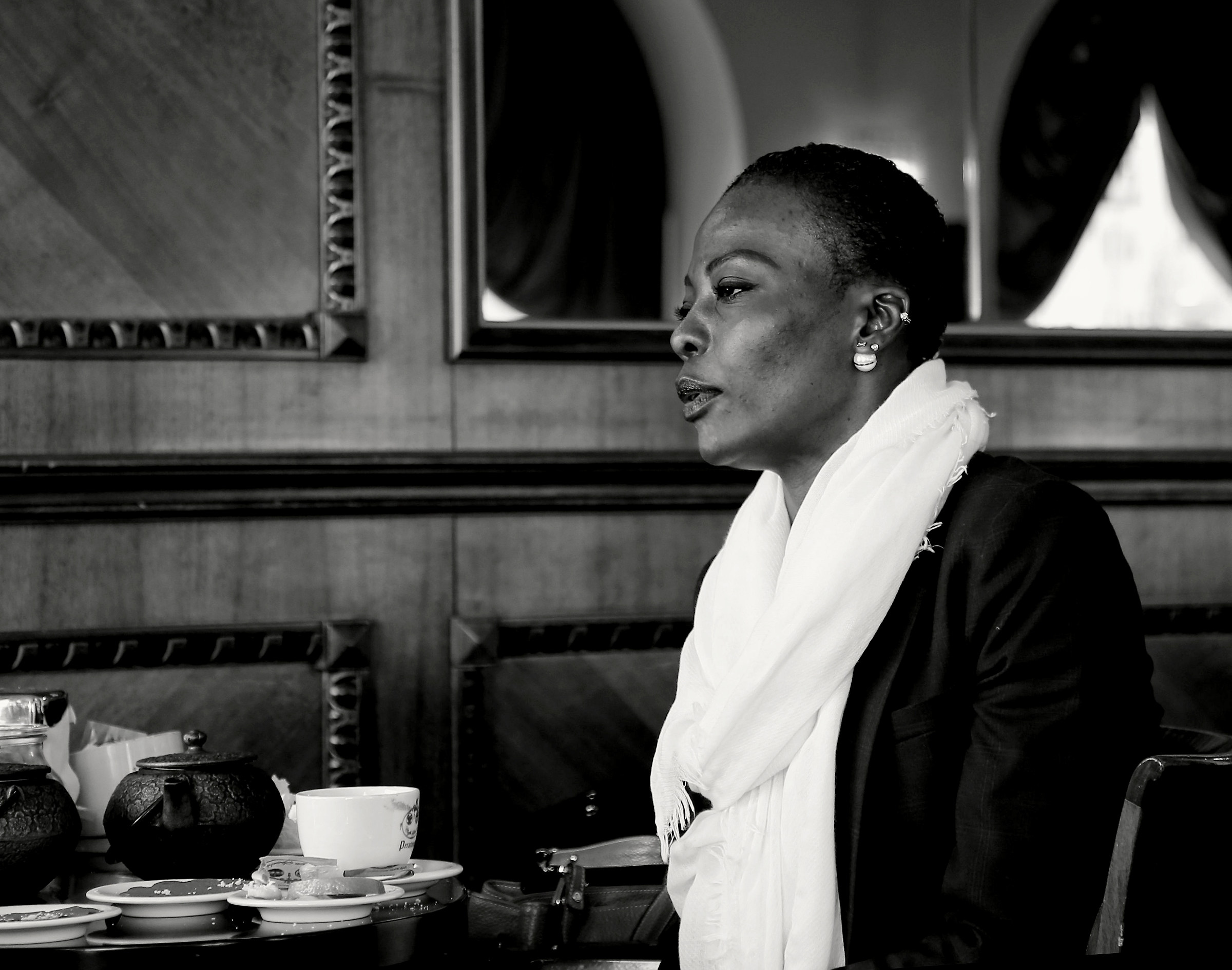 Elegant lady at the Cafe of the Mirrors