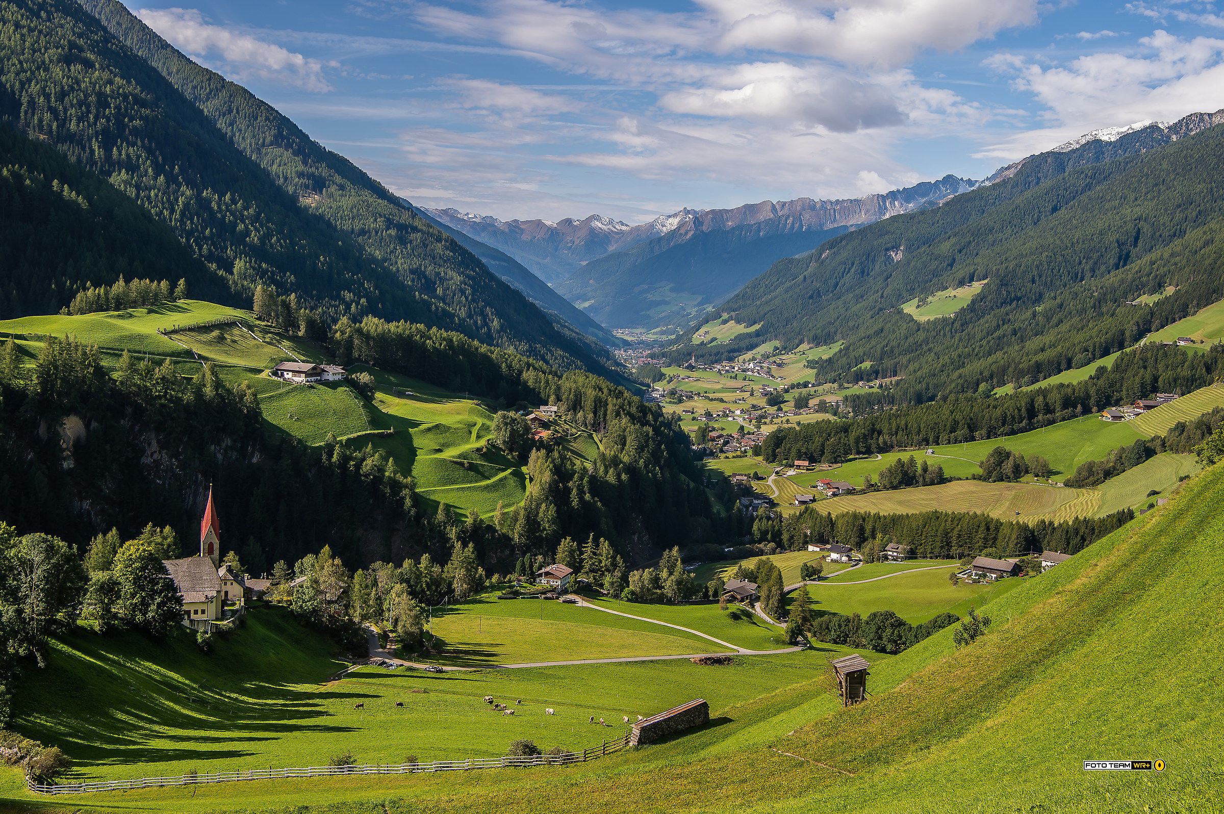 Church of St. Peter and view of the Ahrntal Valley