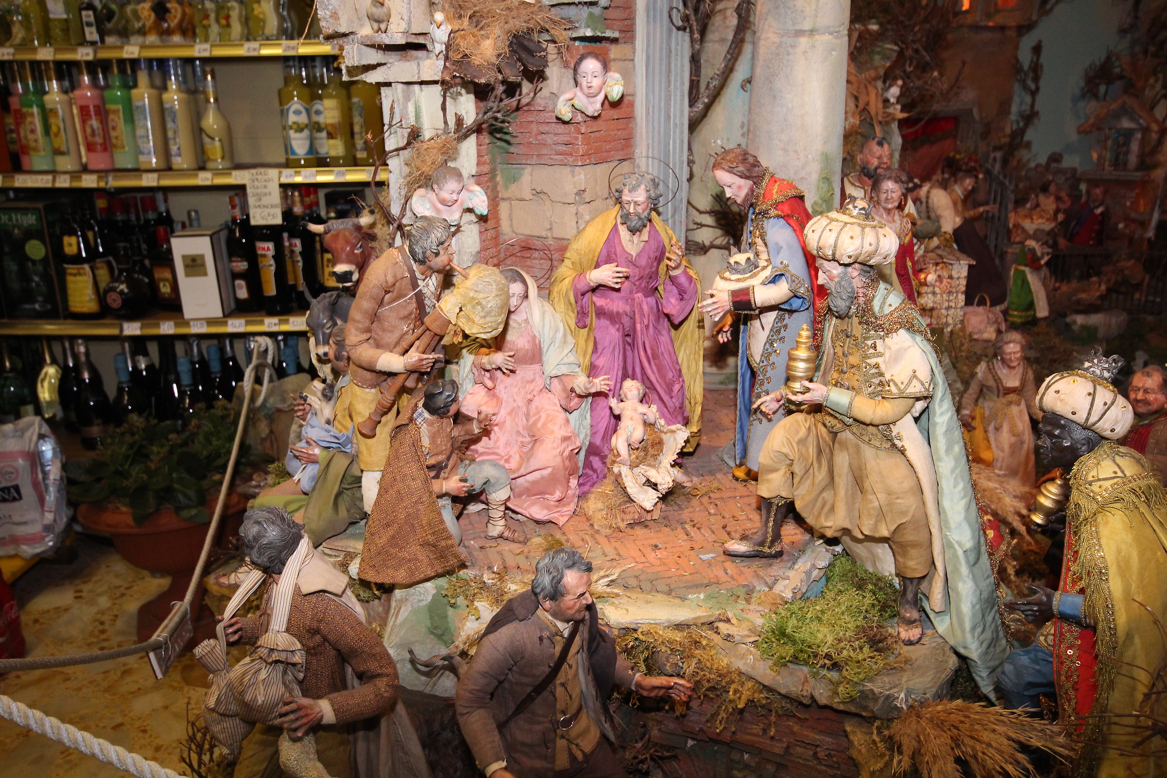 Sorrento Nativity scene with neo-Neolithic pastors