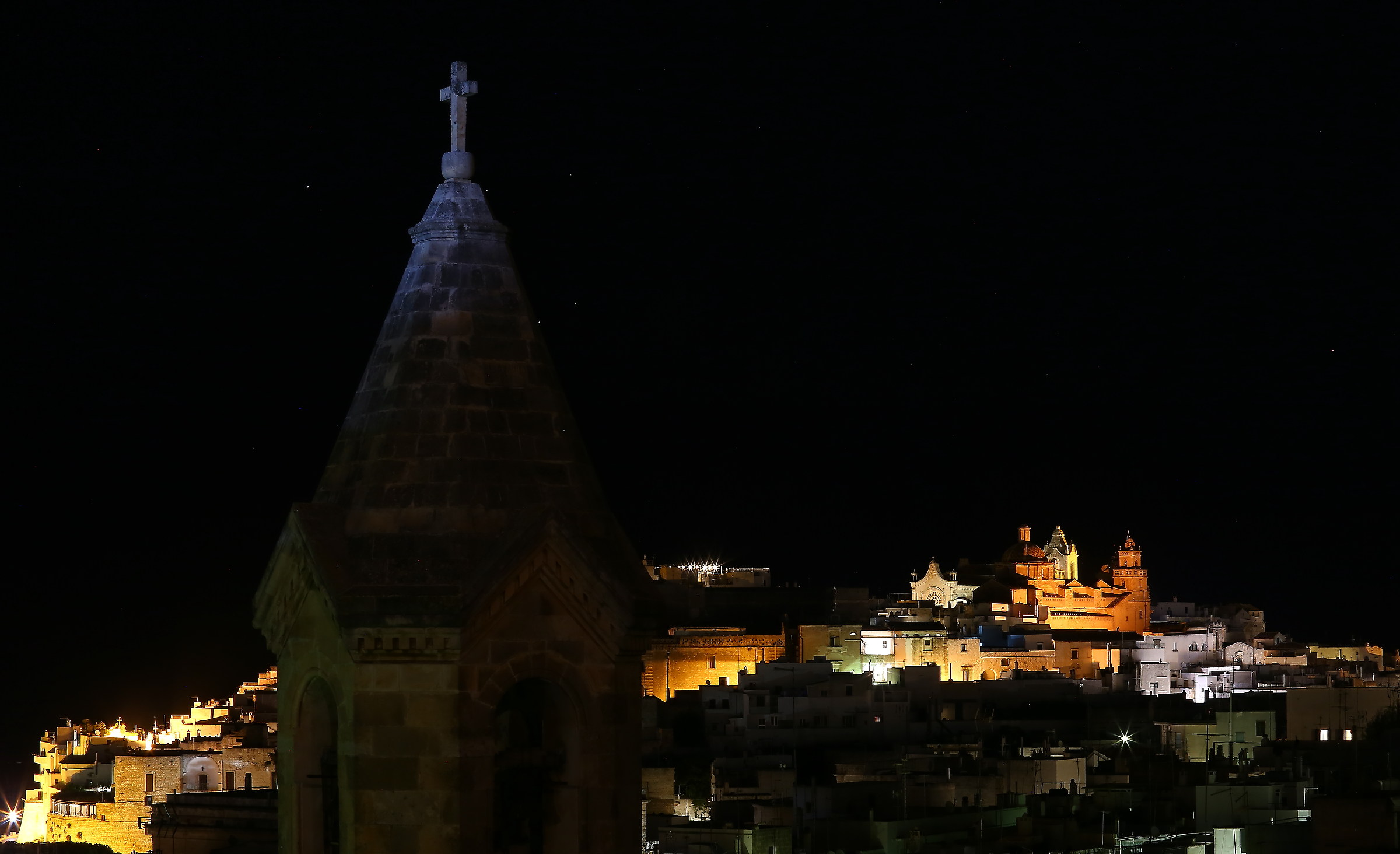 historic downtown at night