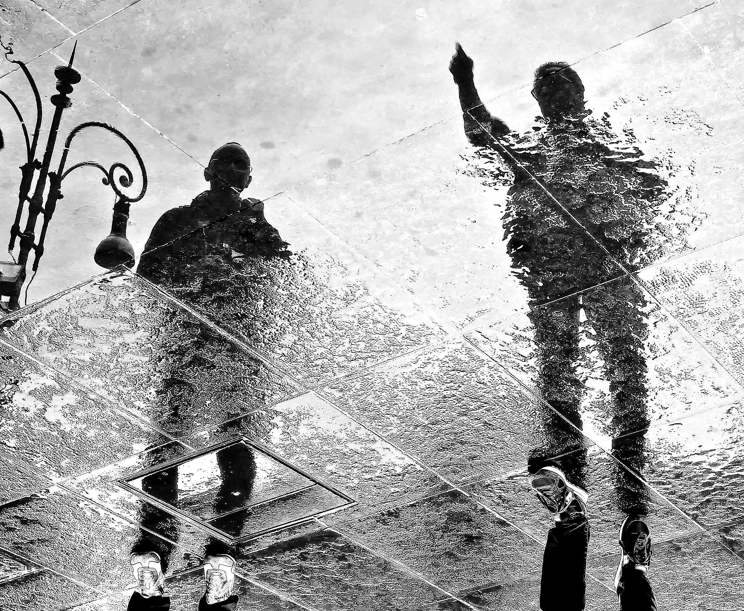 Angelo and Giovanni headed into the puddle