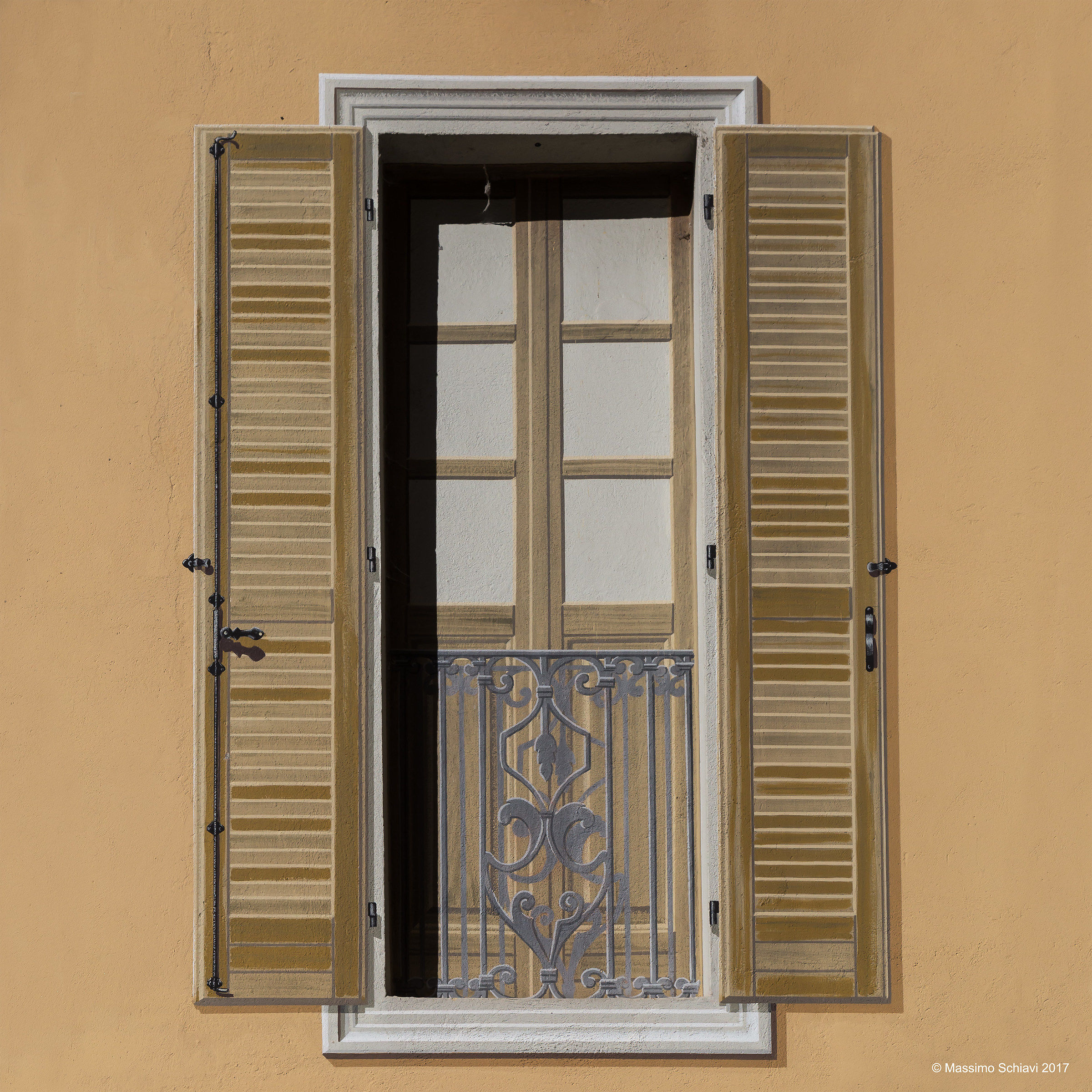 Small, painted window.