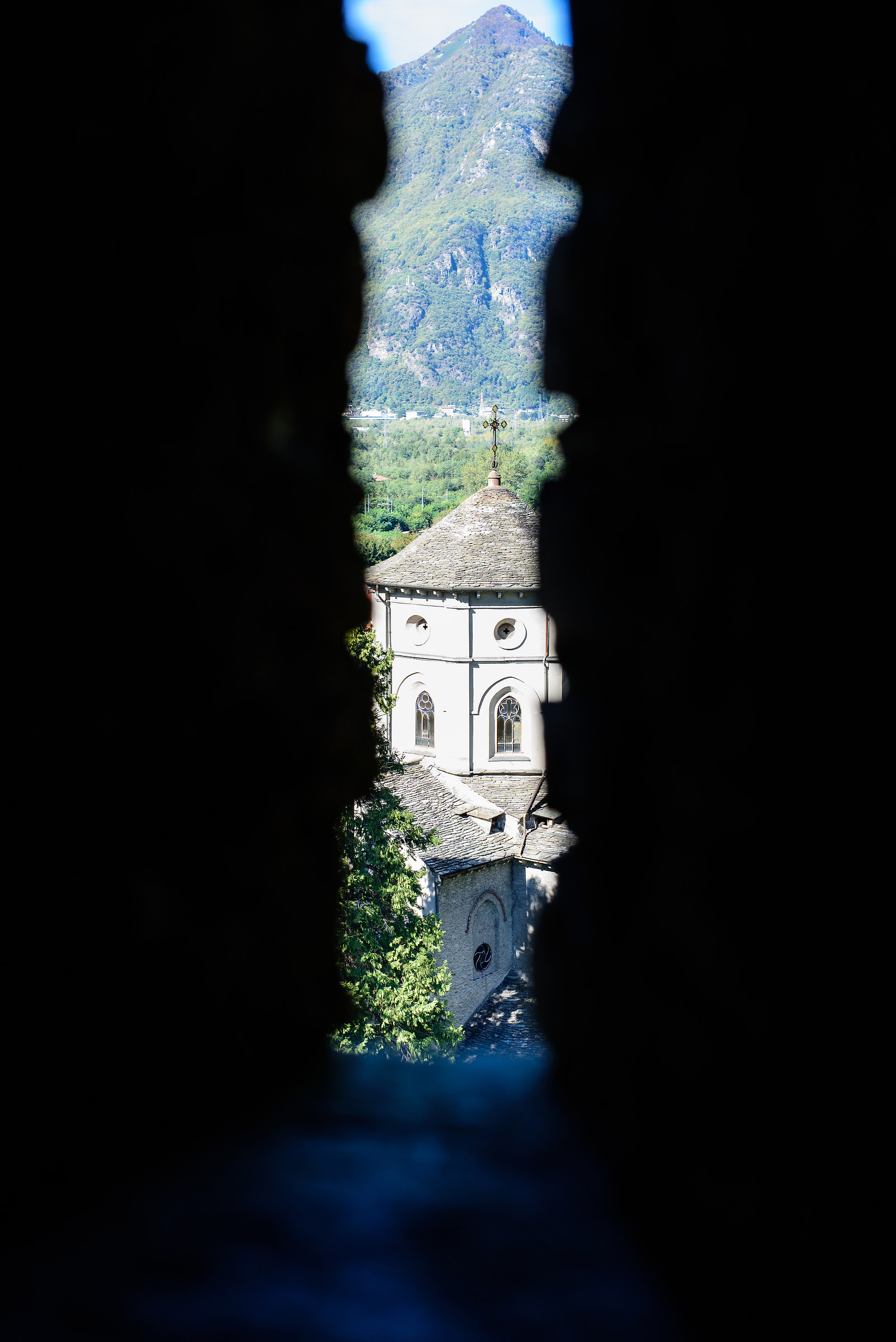 The church of Vogogna seen from the tower of the castle