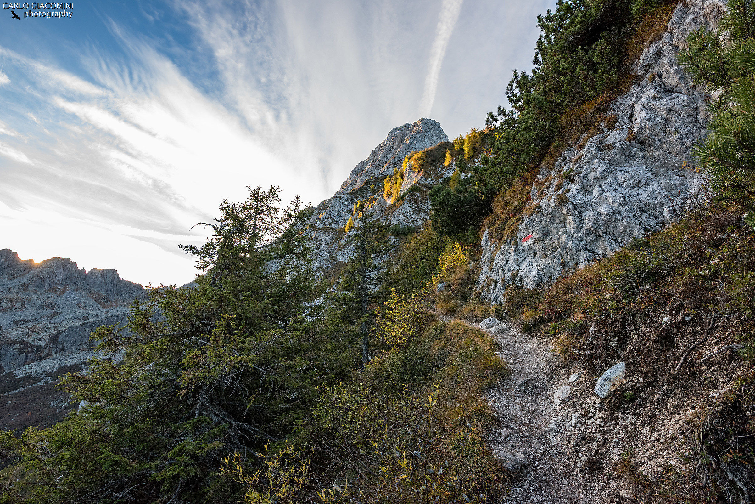 First lights on Badile