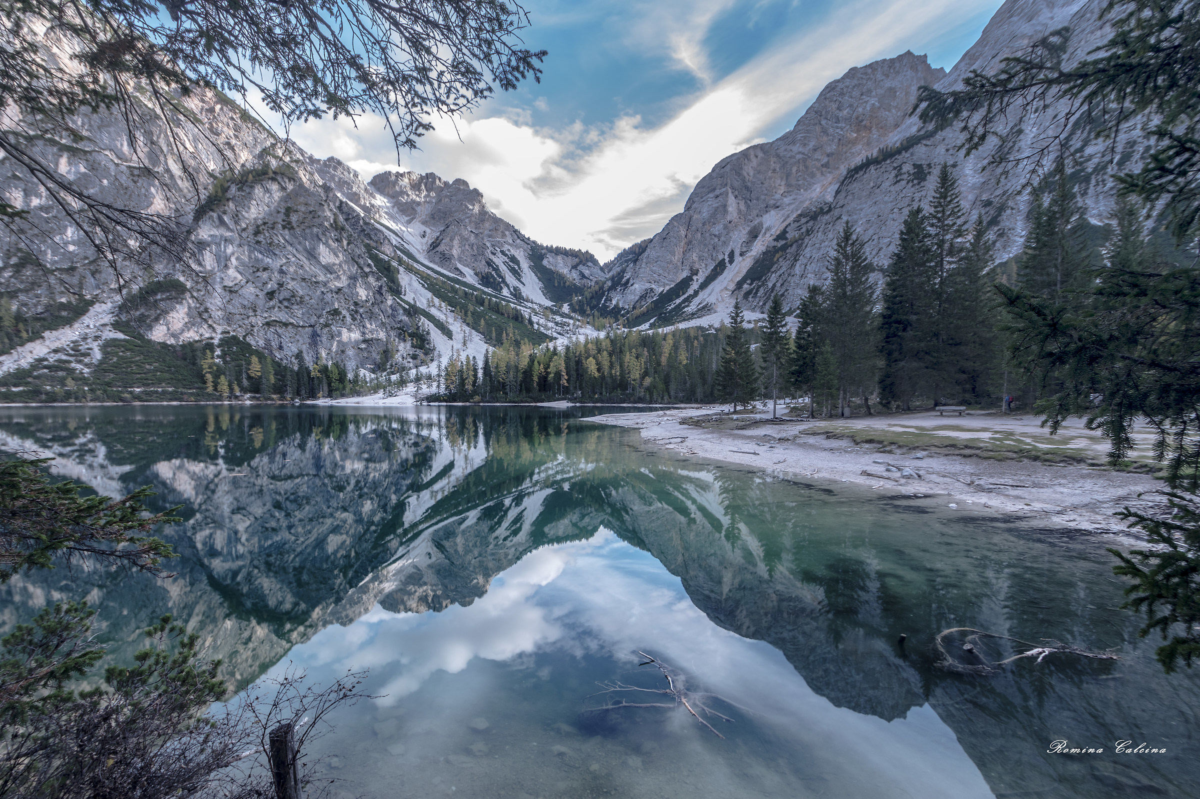 Braies Lake's shades and reflections