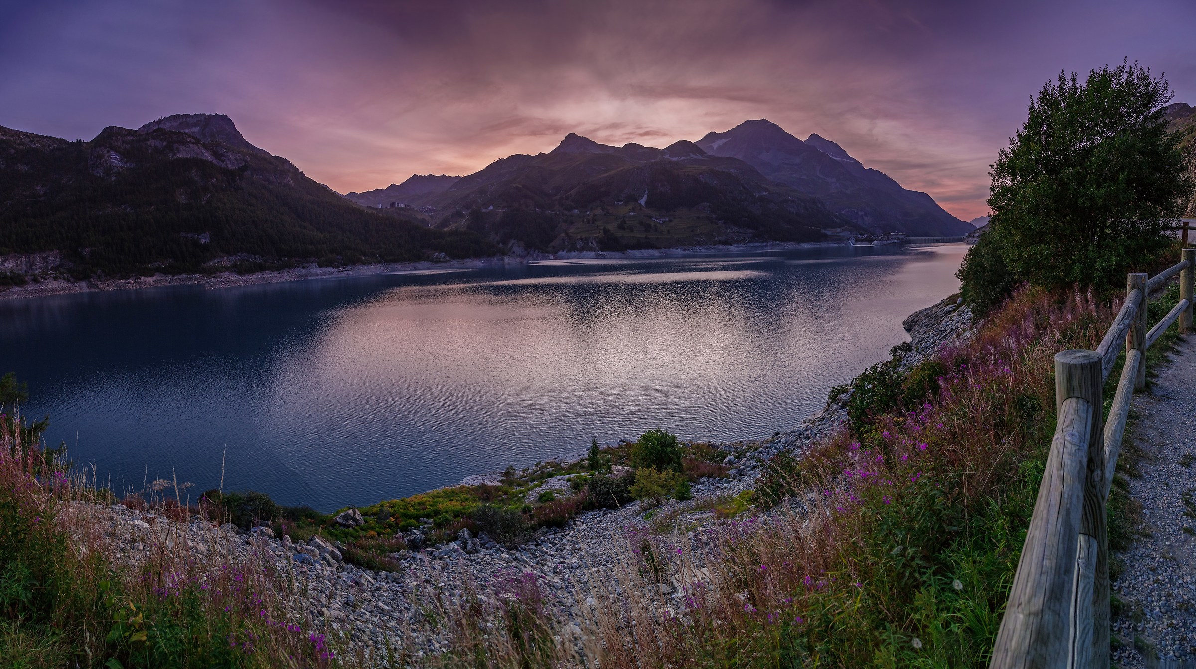 Twilight on Lake Tignes (Val d'Isere - France)