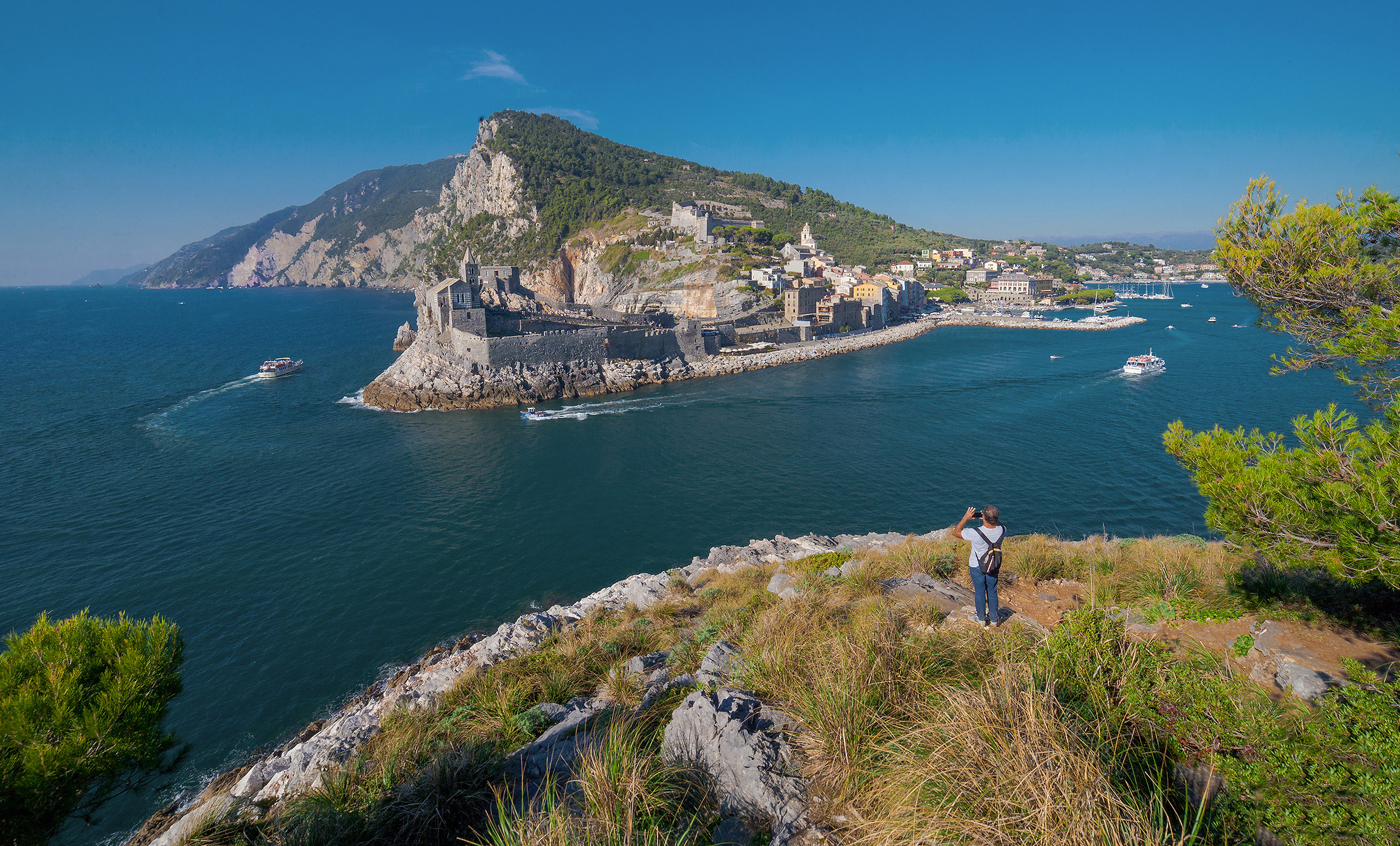 The mouths of Portovenere - in the background the Cinque Ter...