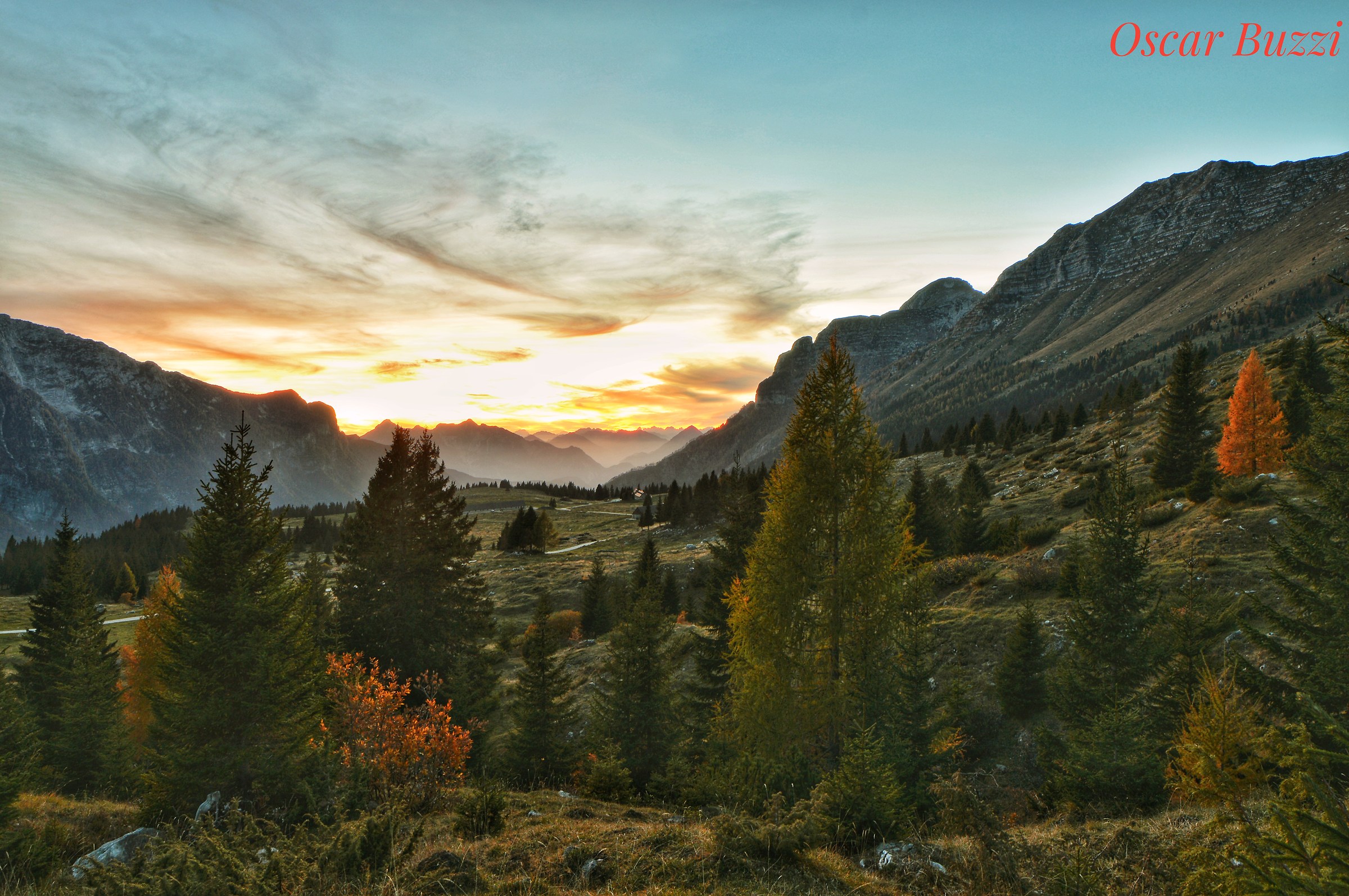 Tramonto ai Piani del Montasio