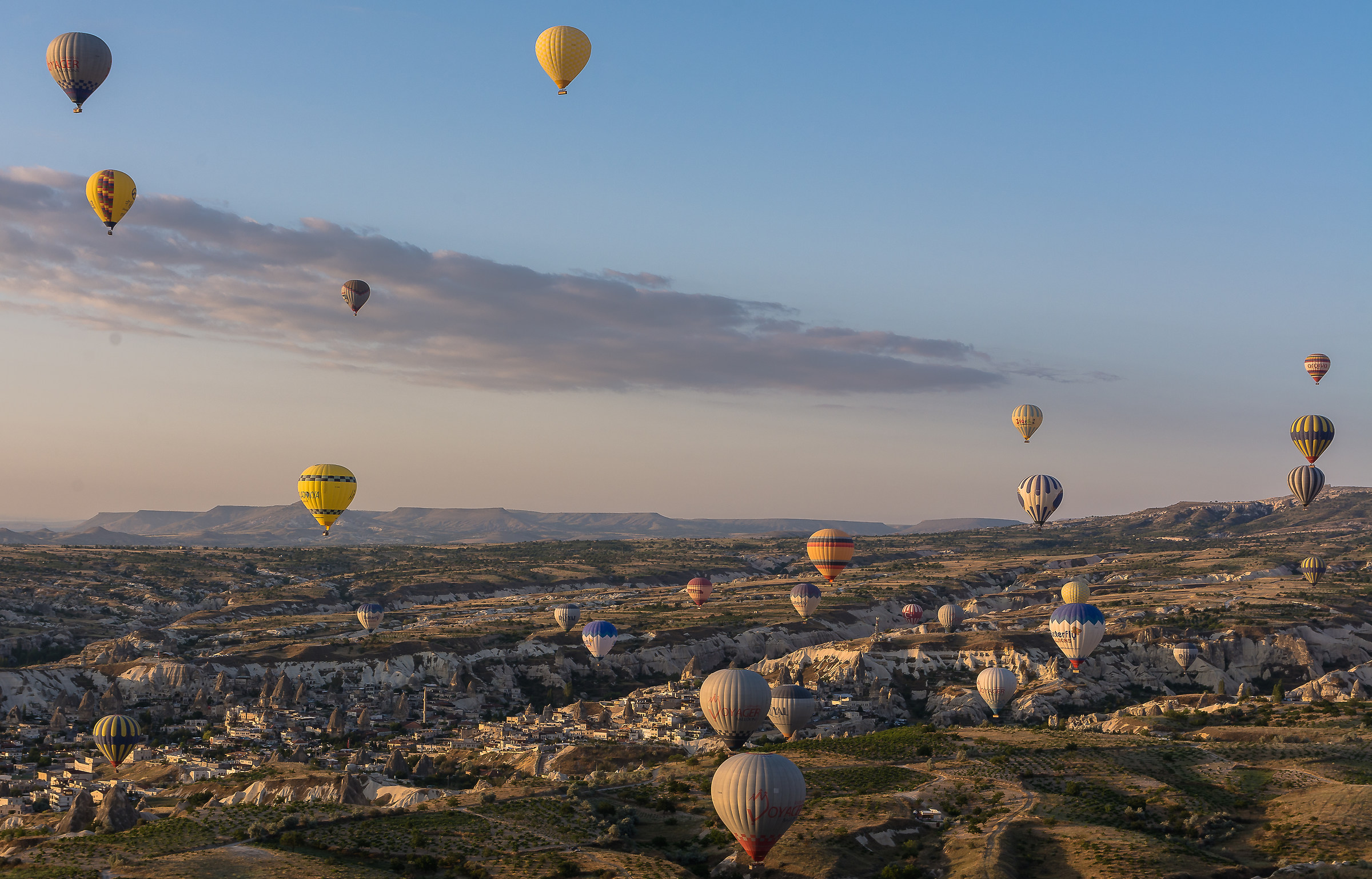 Hot air balloon in Cappadocia sky