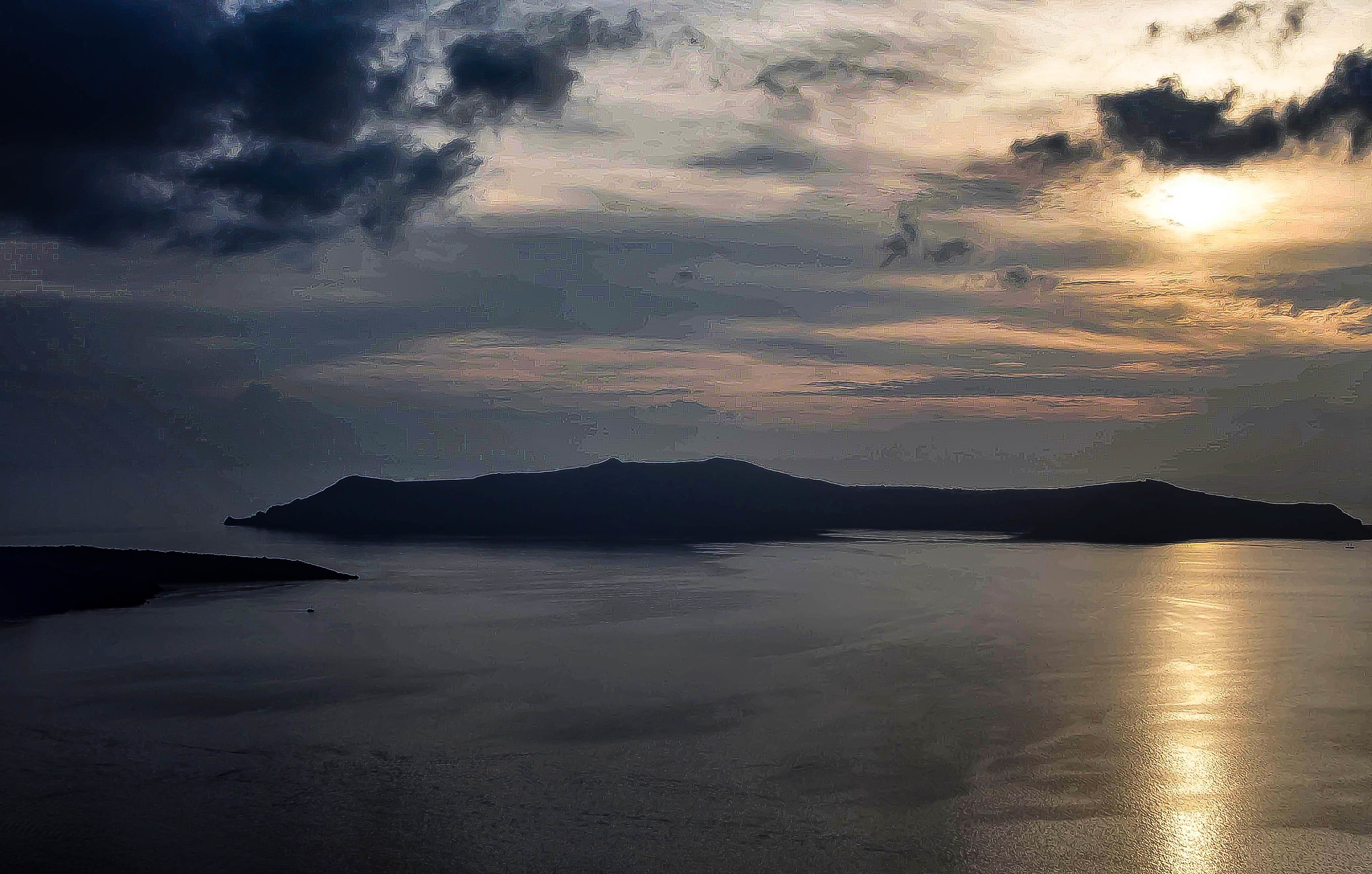 Santorini Island - Sunset over Nea Kameni
