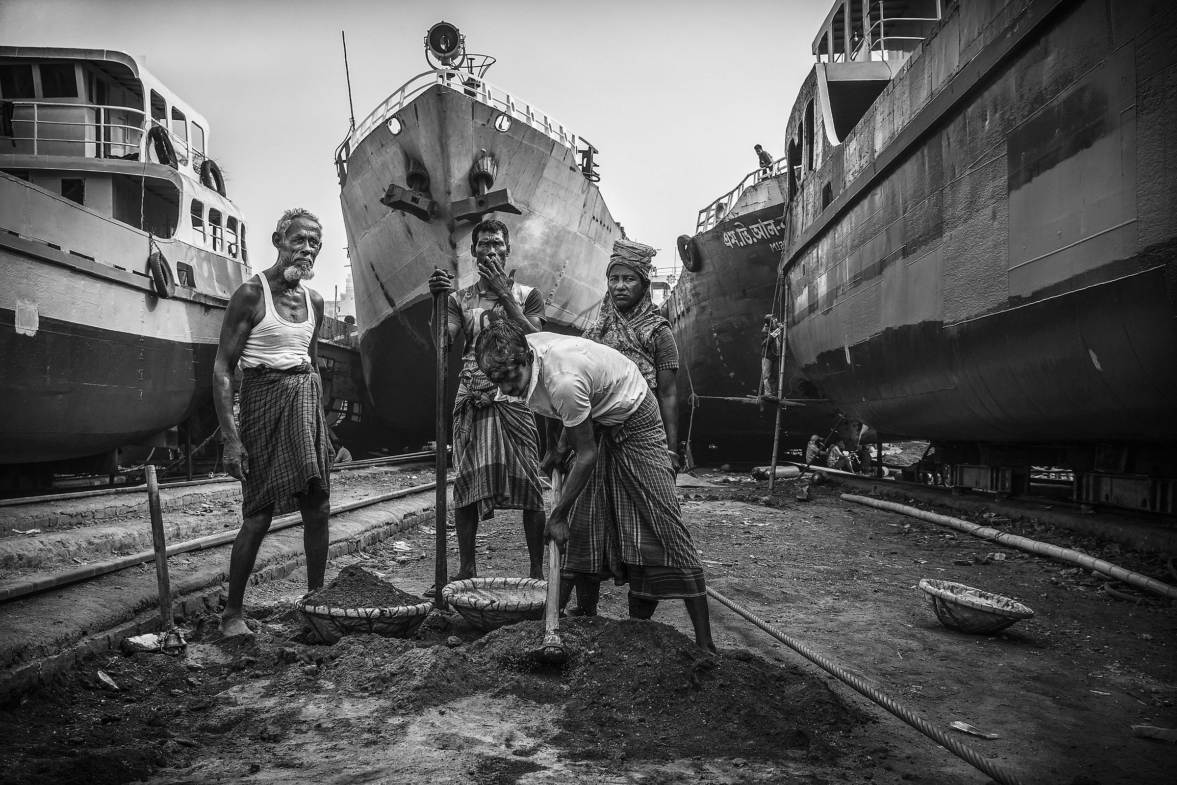 Workers at Dhaka Shipyard