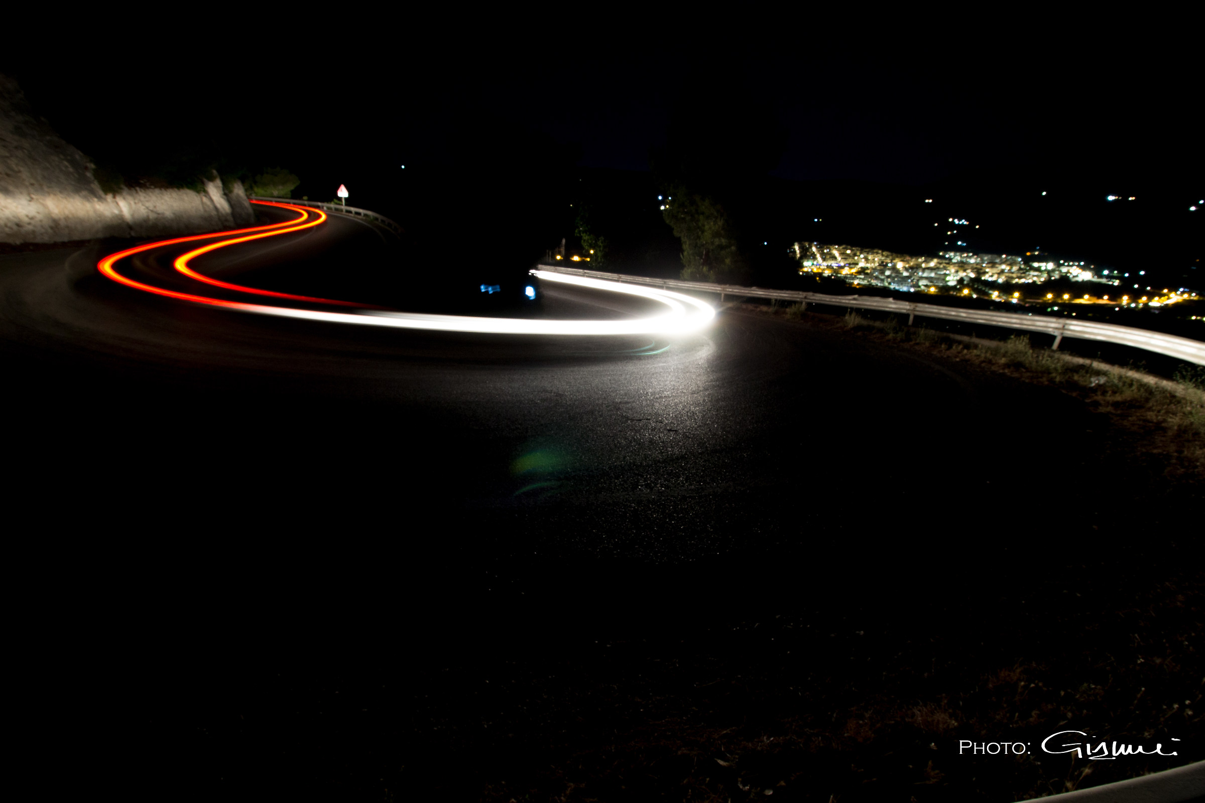 headlights in the night