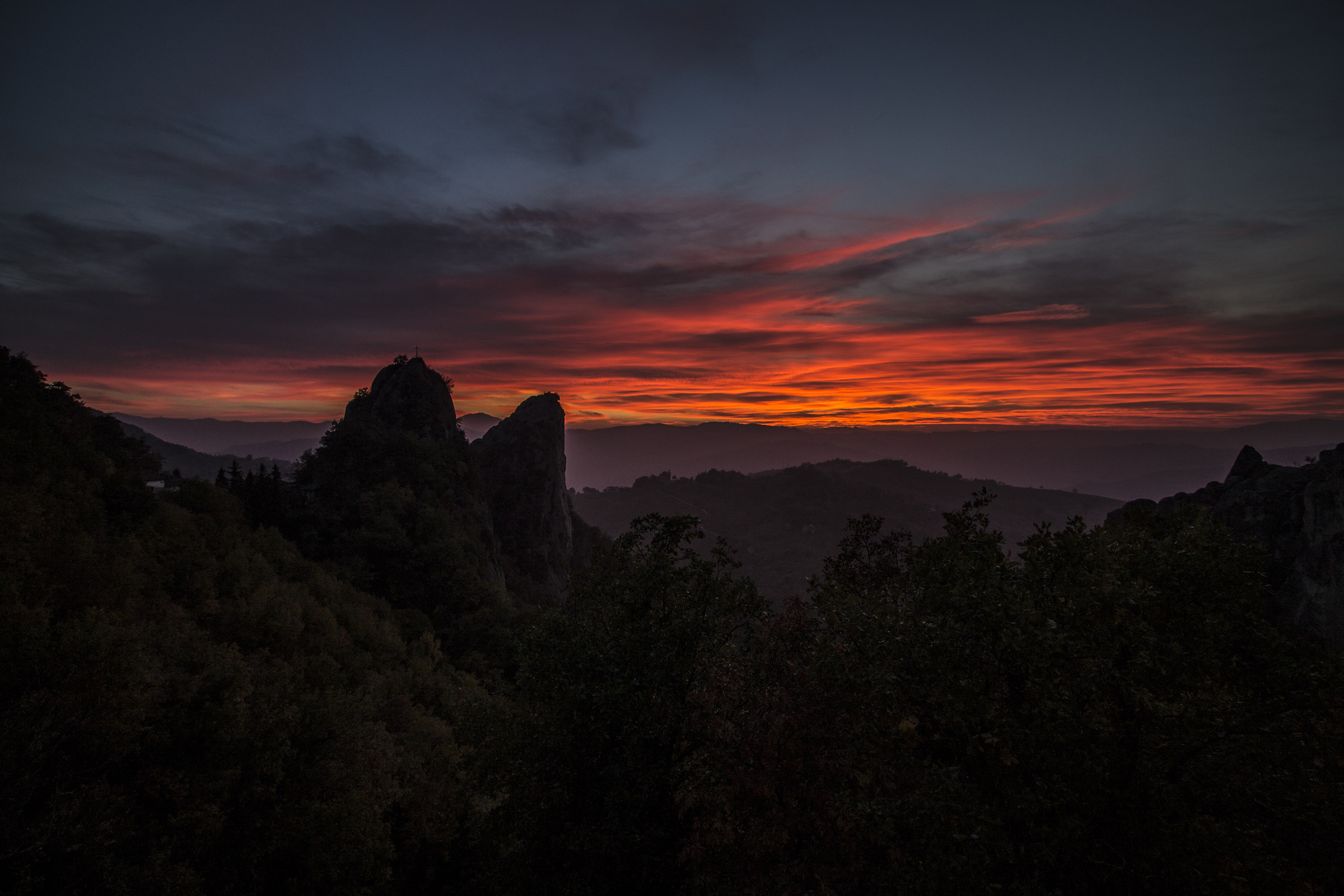 Spectacular sunsets in the Apennines jungle