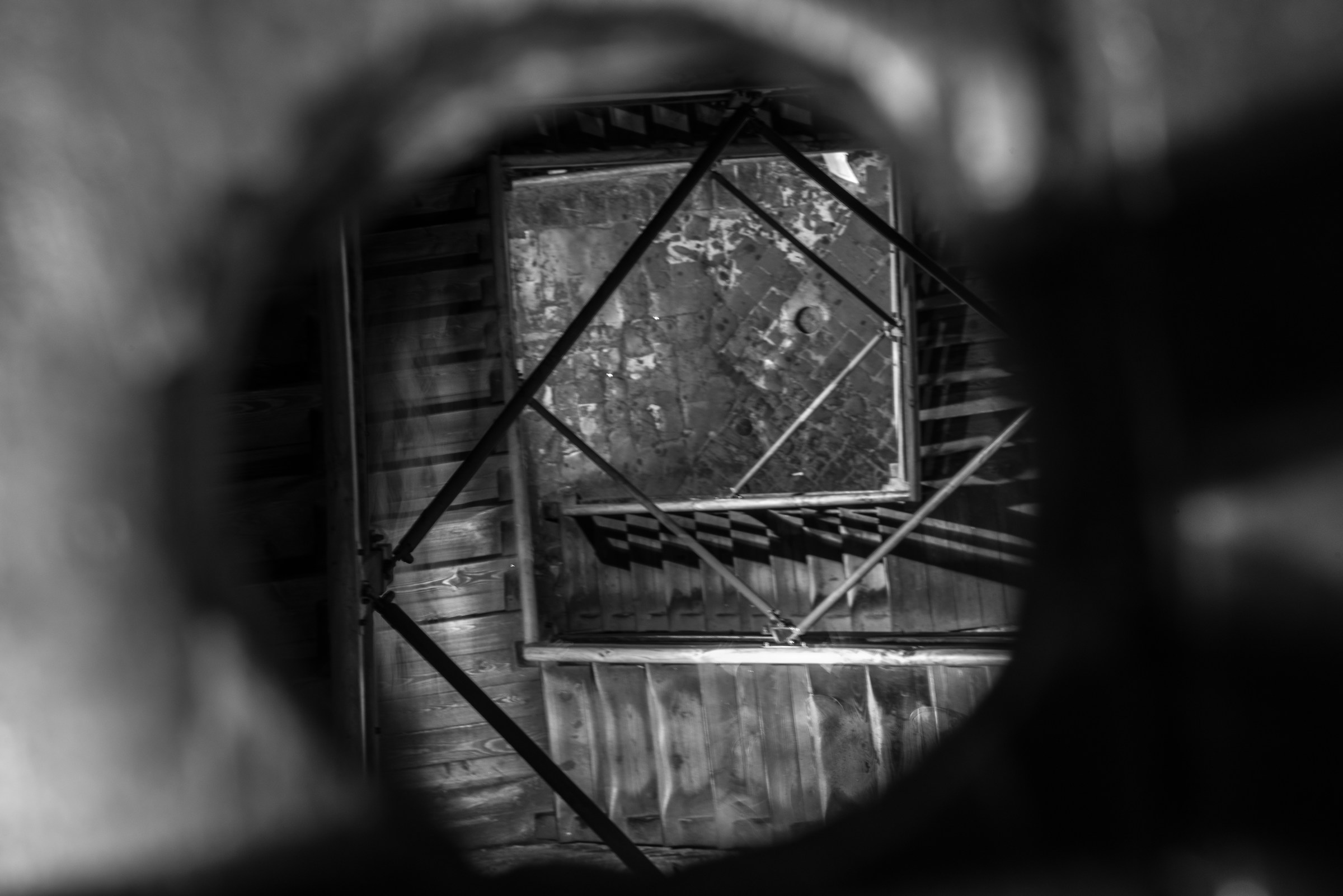 The Tower of the Two Asinelli (seen from a hole)