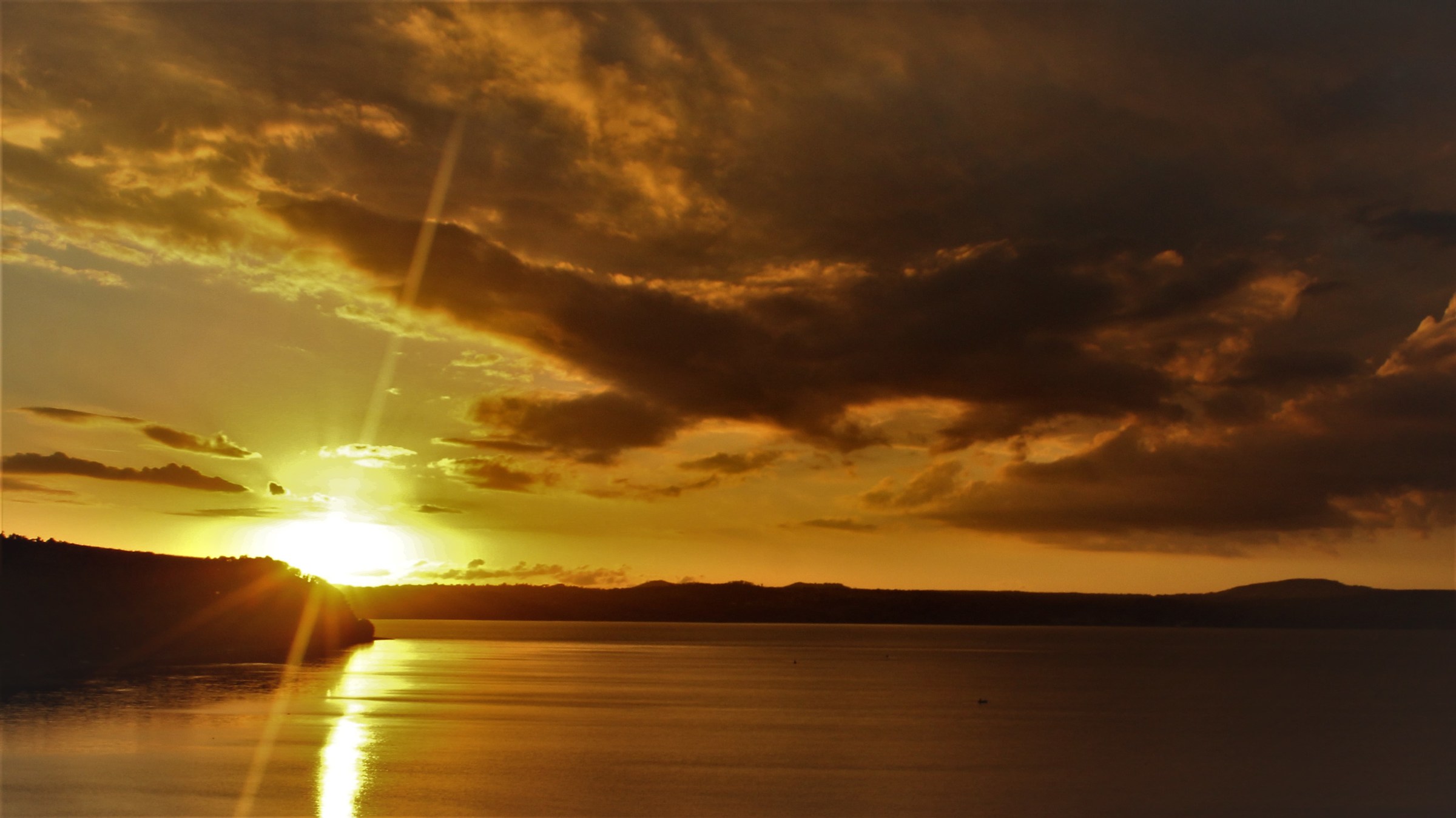sunset over the lake