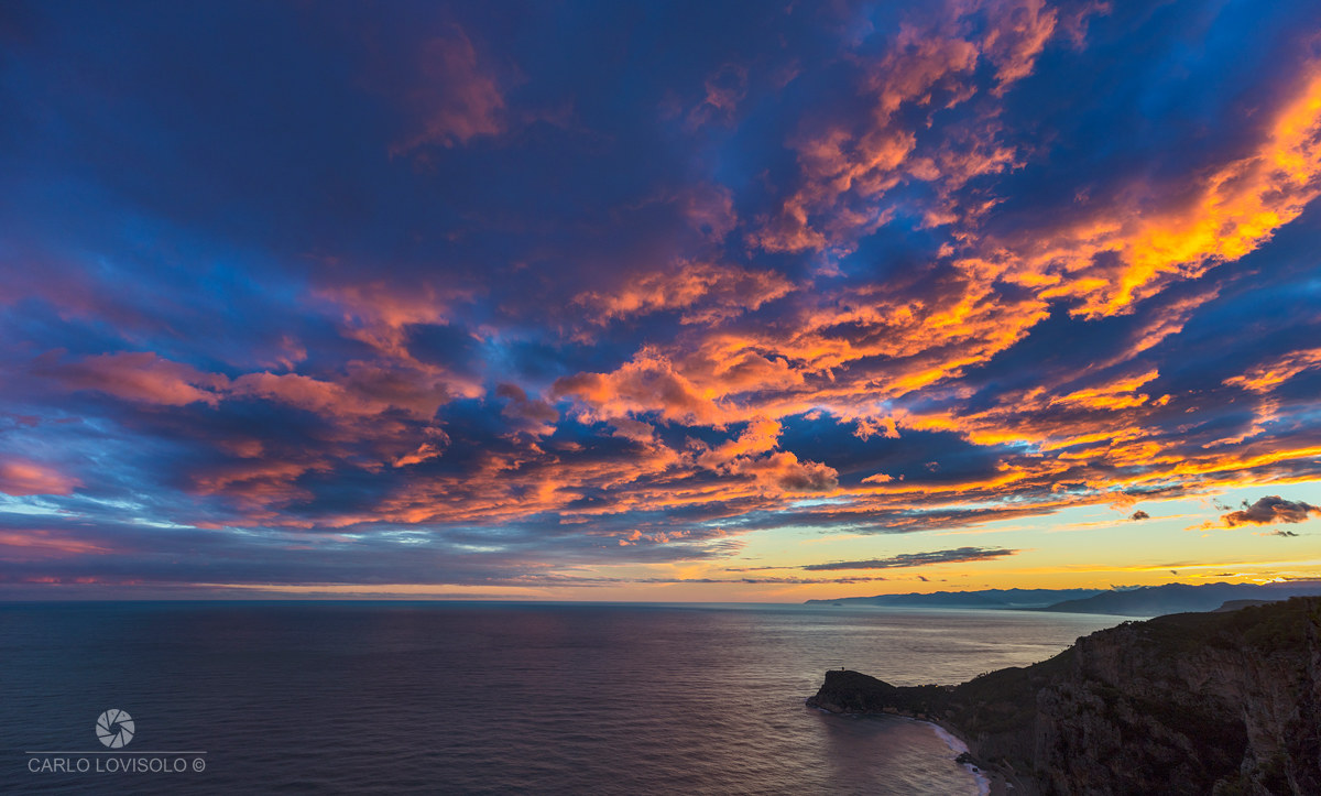 Ligurian sea sunset on the west coast