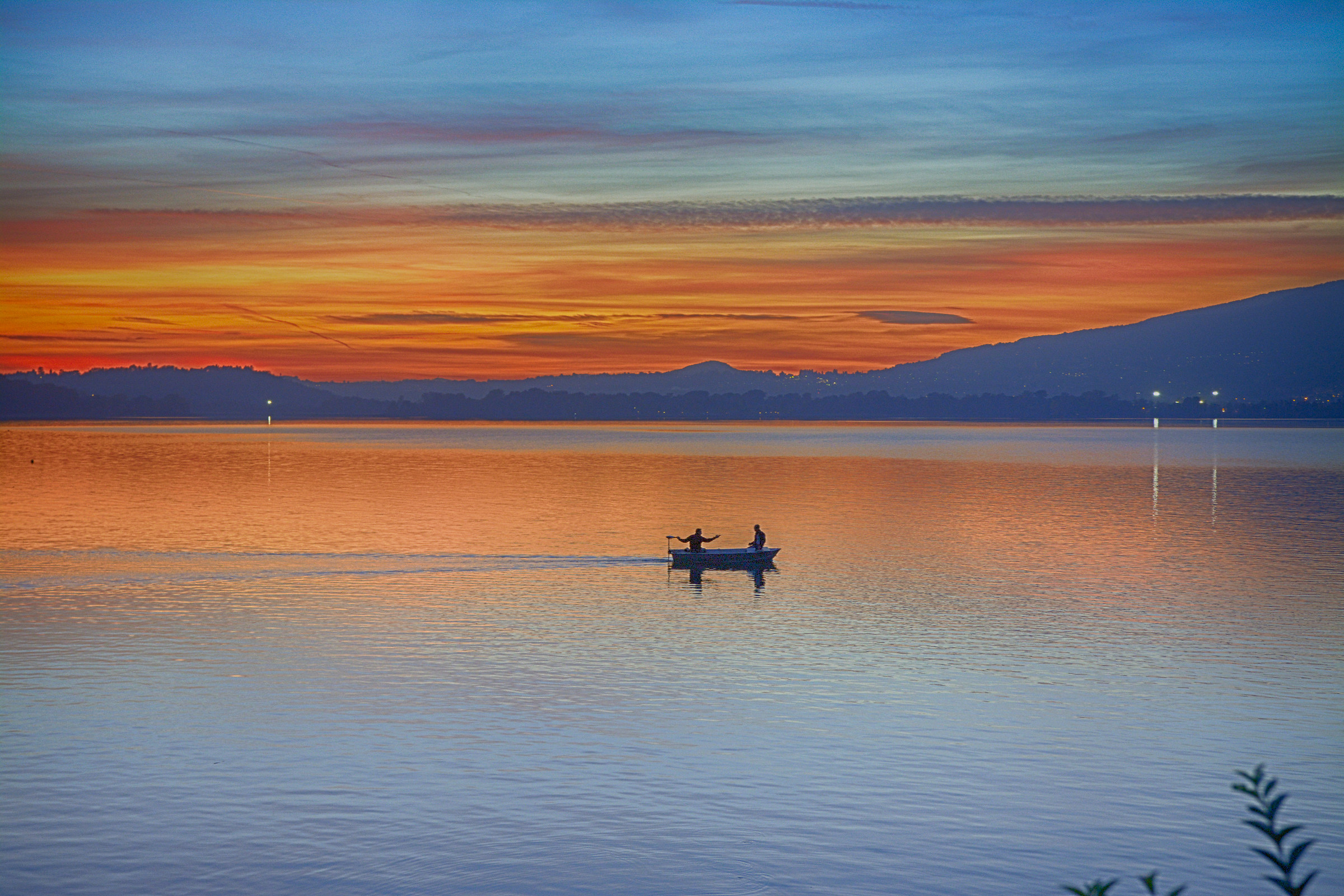 Sunset over the water