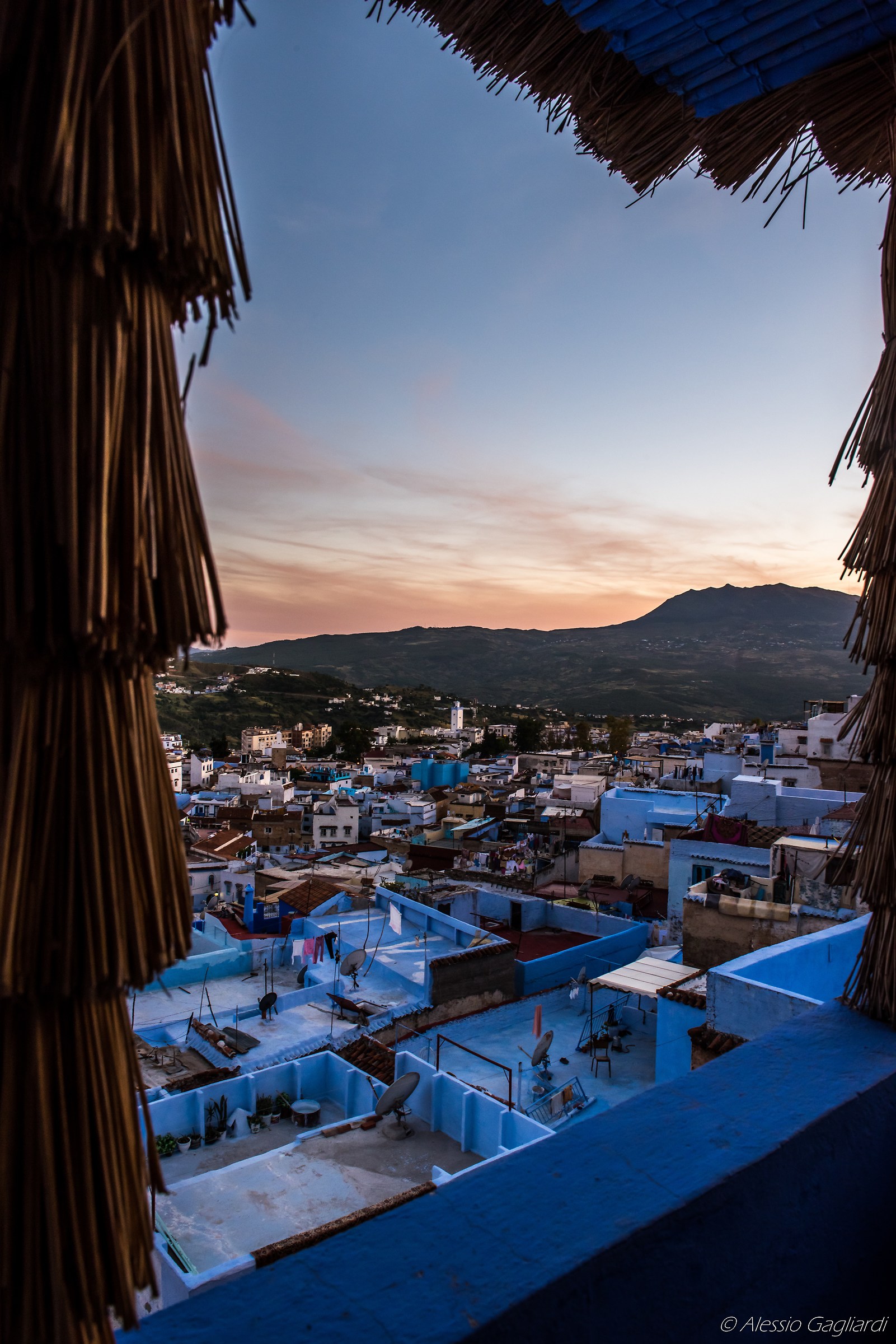 Sunset in the blue city