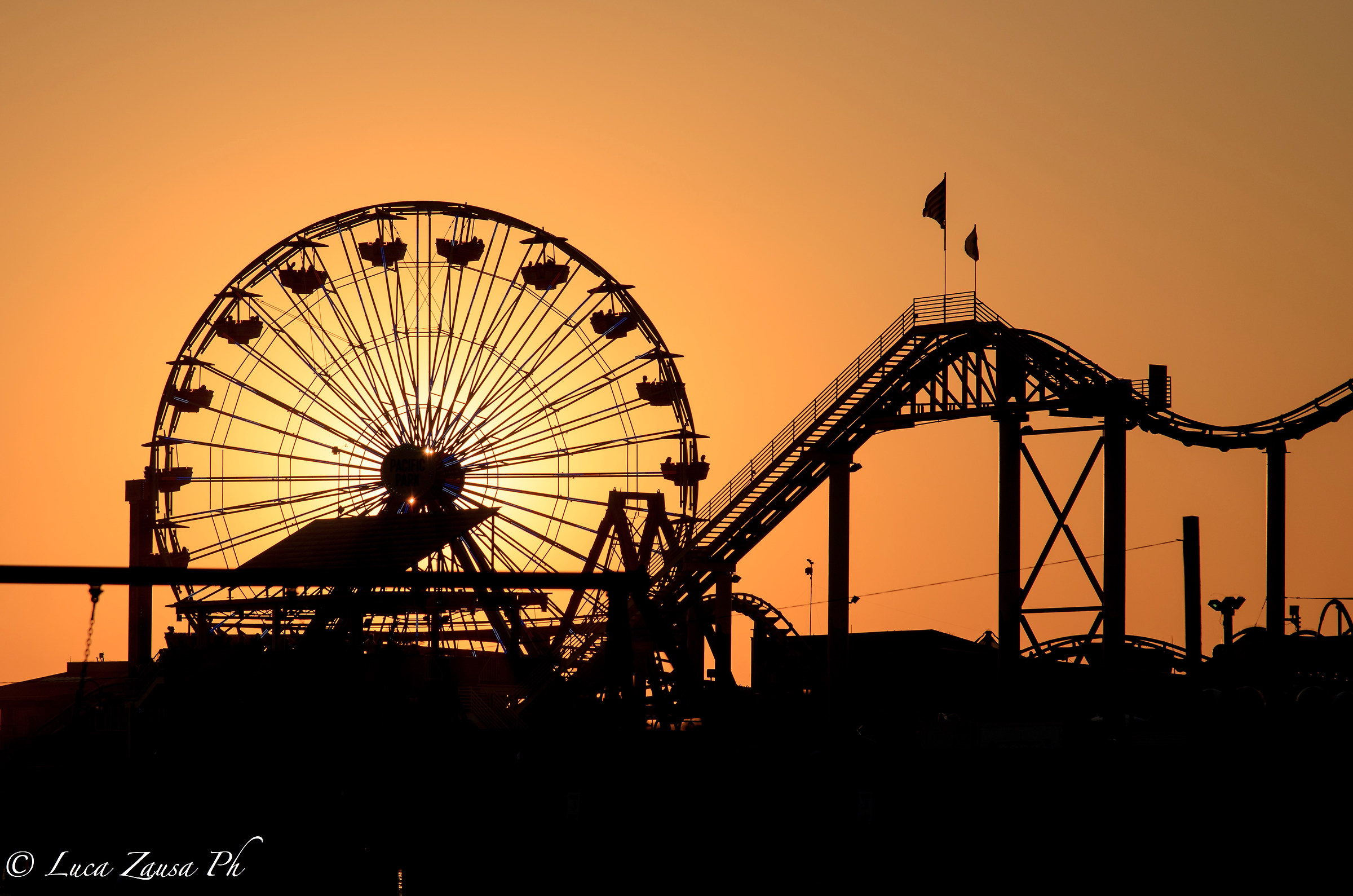 Sunset at the moon park, Santa Monica beach