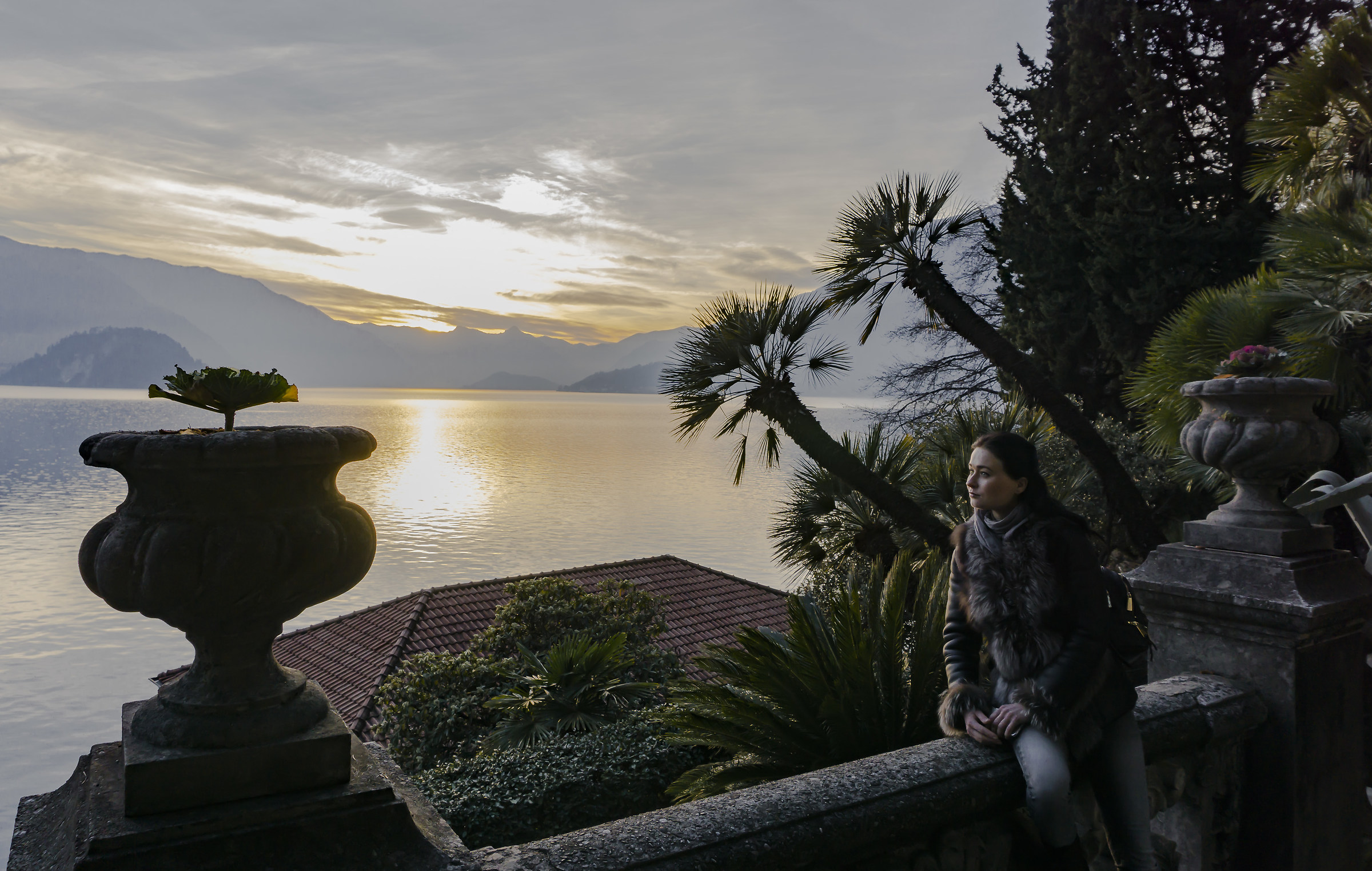 Aly at the gardens of Varenna