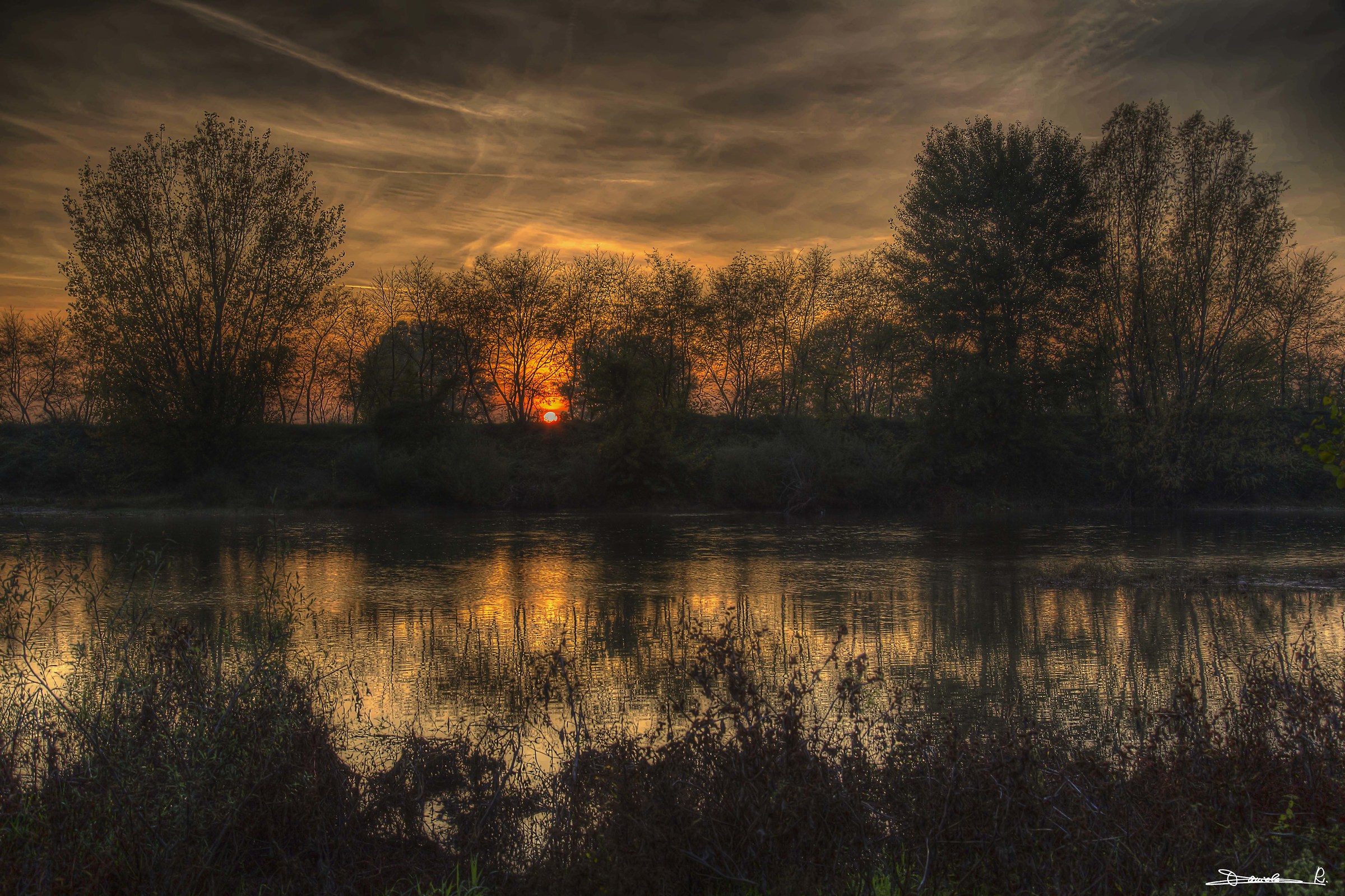Sunset over the river