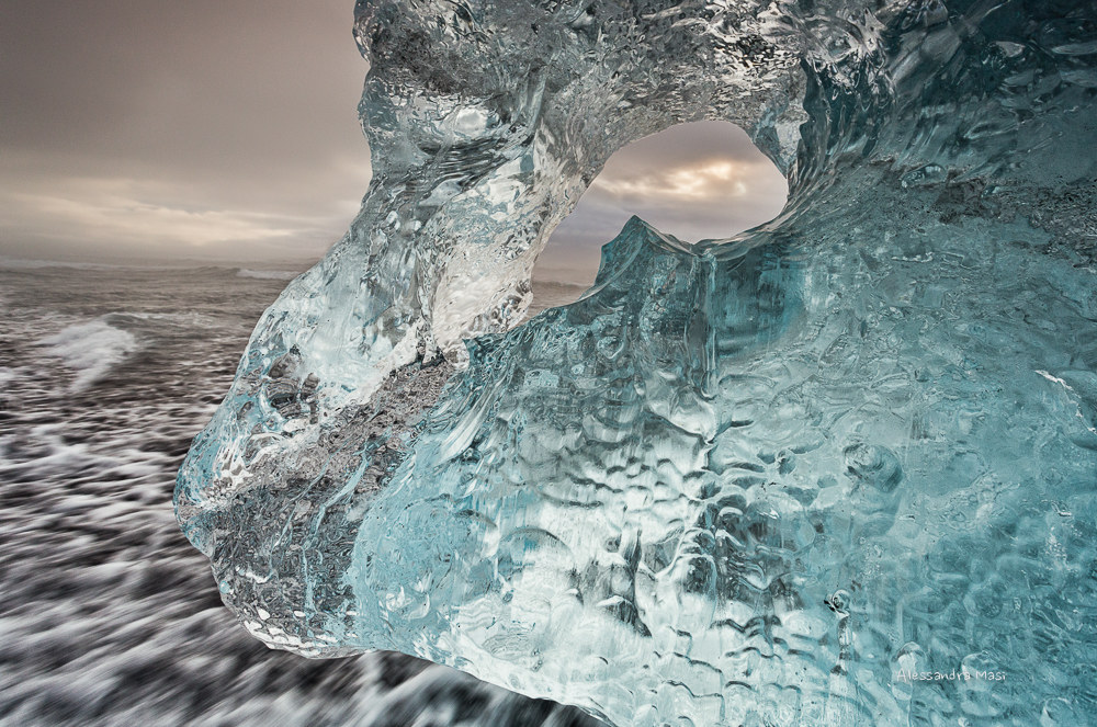 Sides of ice forms on the beach of diamonds. 2
