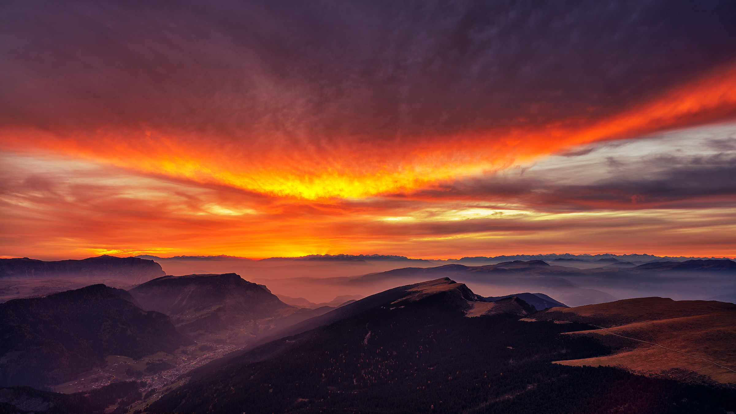 Sunset over the Val Gardena