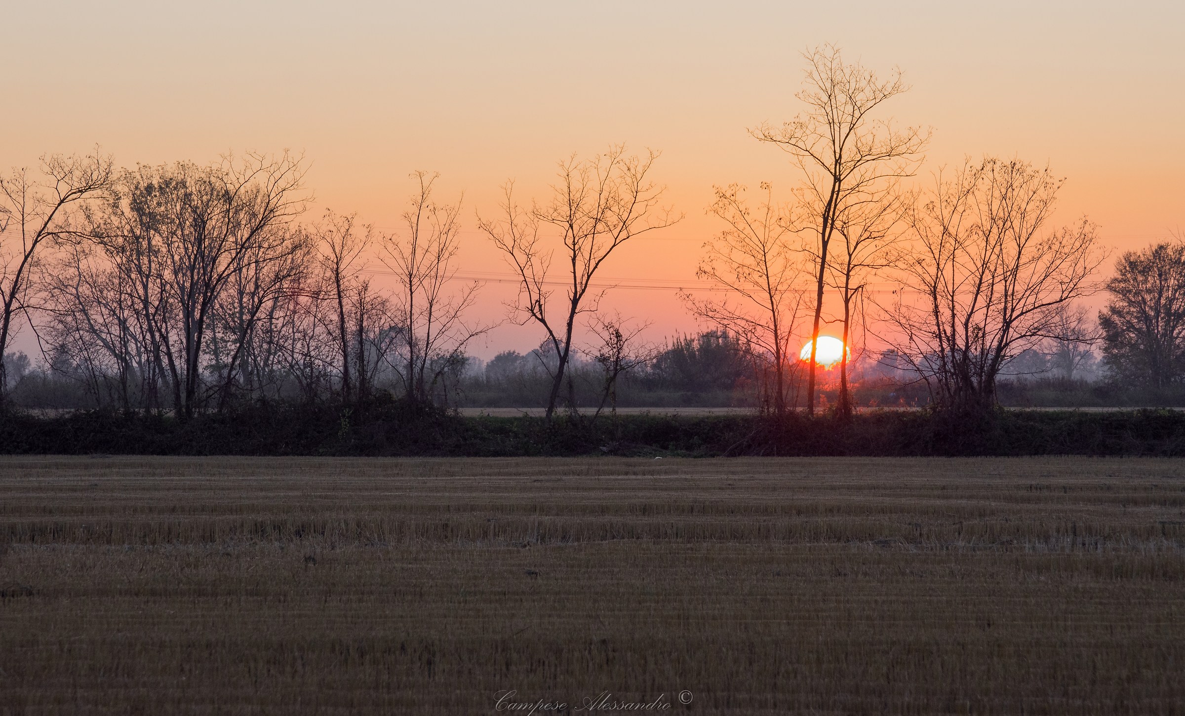 A sunset in the fields