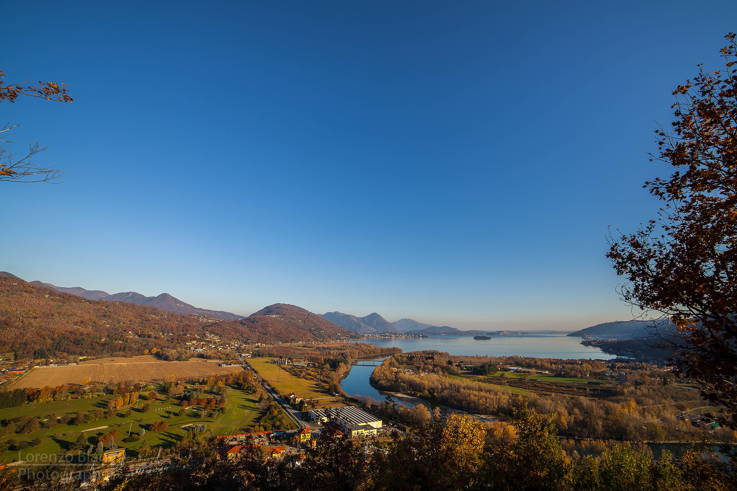 The Toce River and the Lake Maggiore in the background