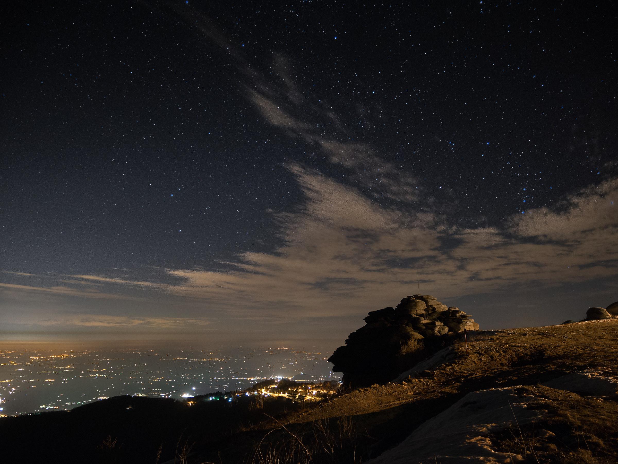 Night view on the plain of Turin