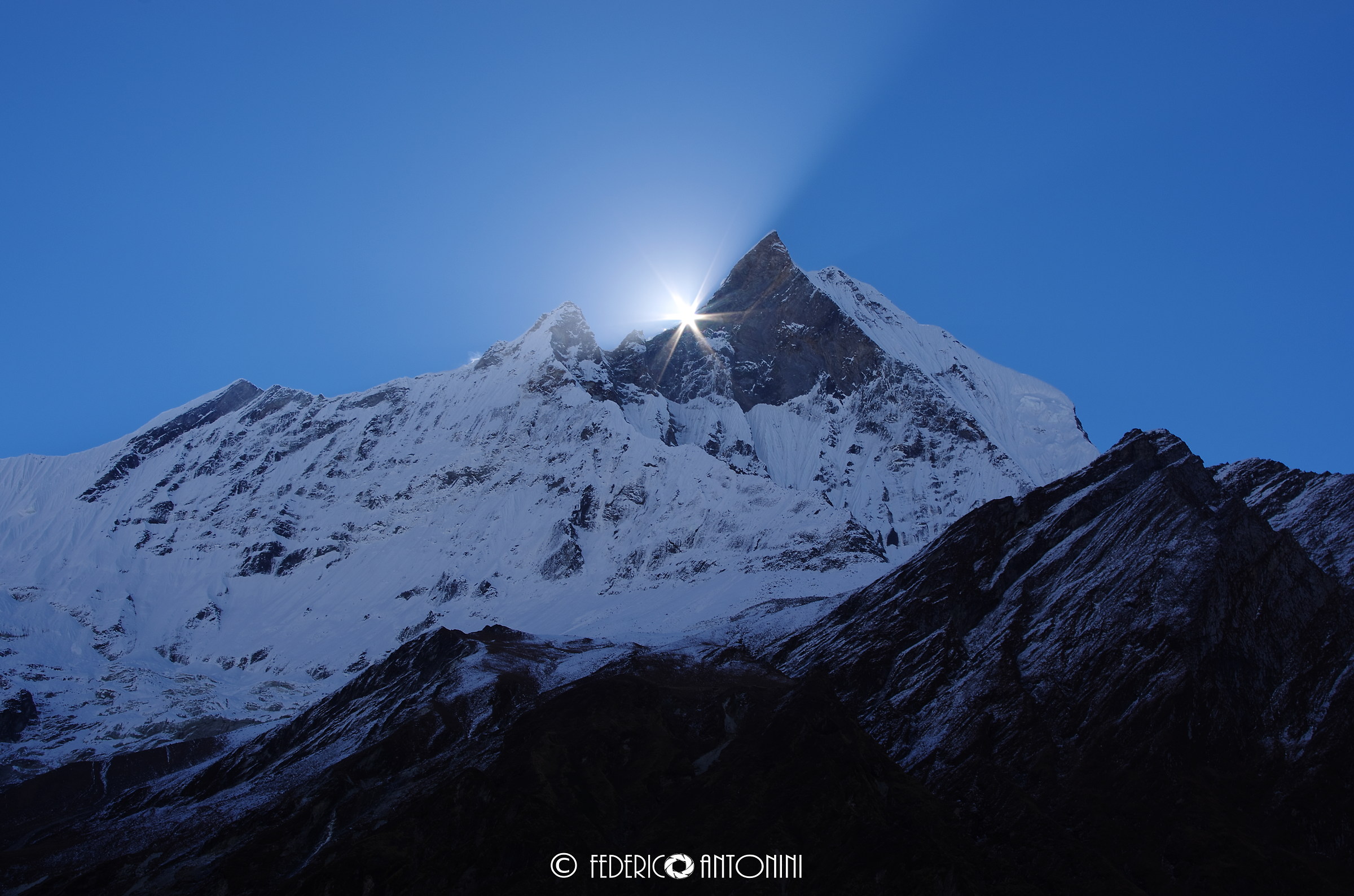 Sun Rising Over Machapuchare