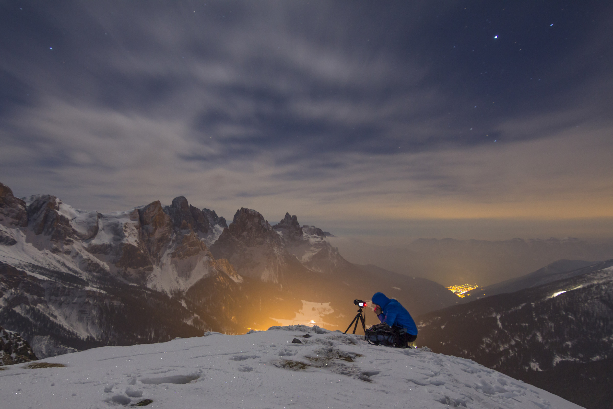 Notte di Luna sulle Pale di San martino