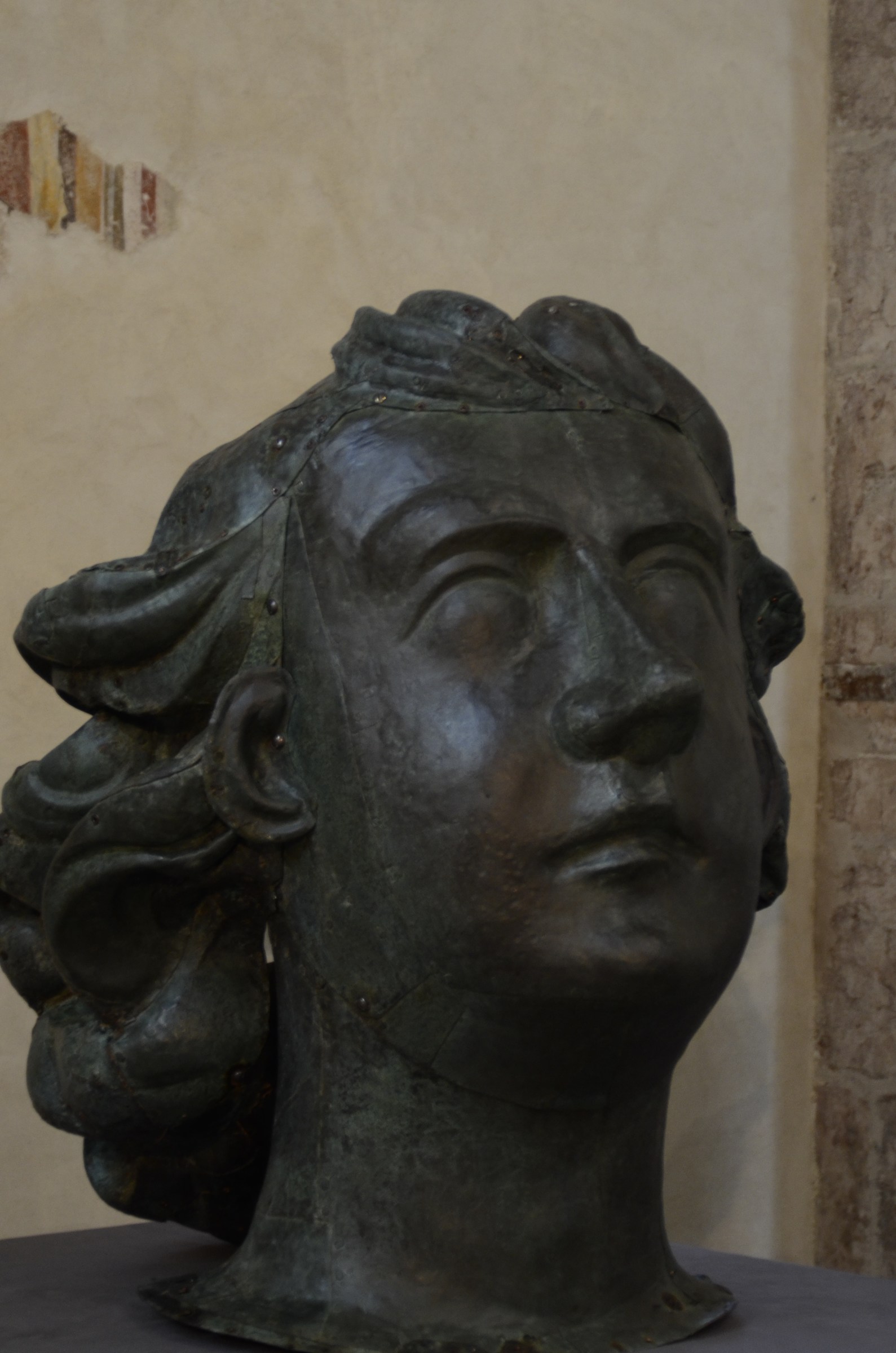 angel's head during restoration