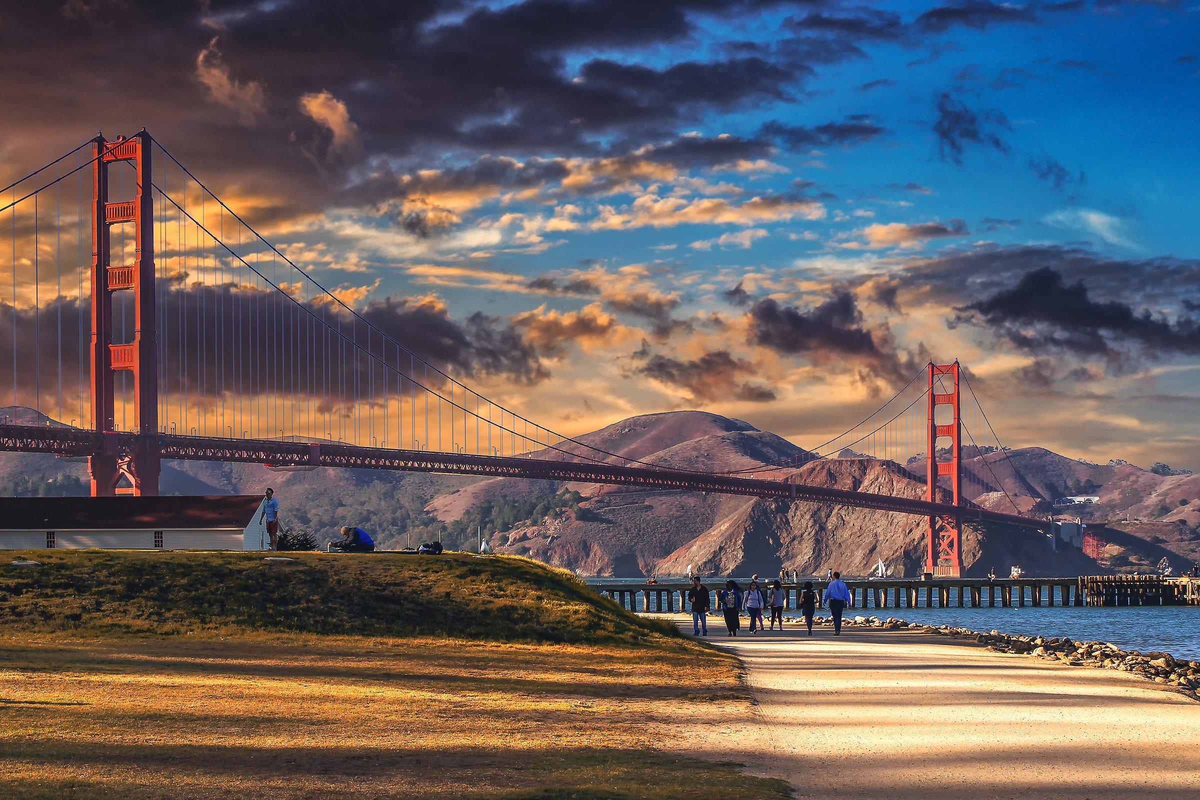 The Golden Gate Bridge at sunset