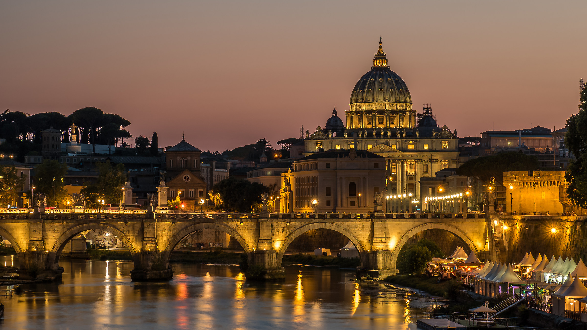 Rome. View of the dome from the Umberto I bridge