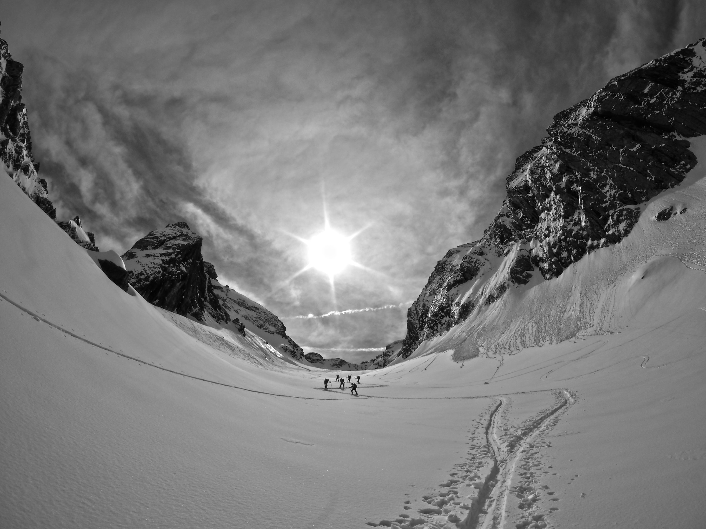 the procession of ski mountaineers