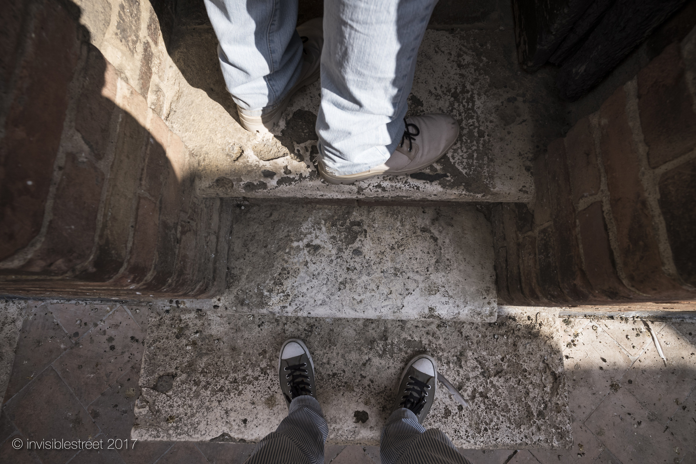 at the entrance of the tower