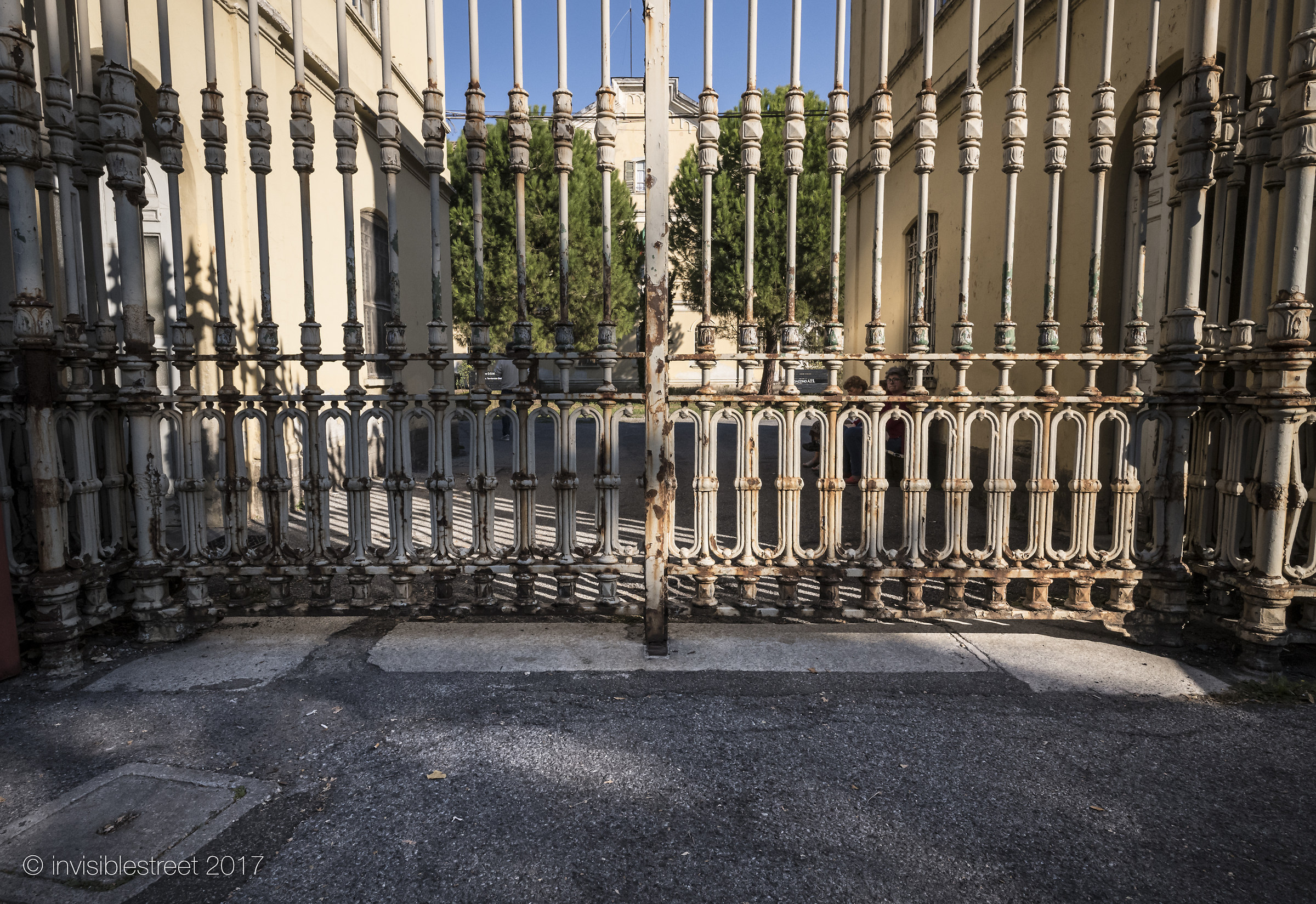 in front of the gate