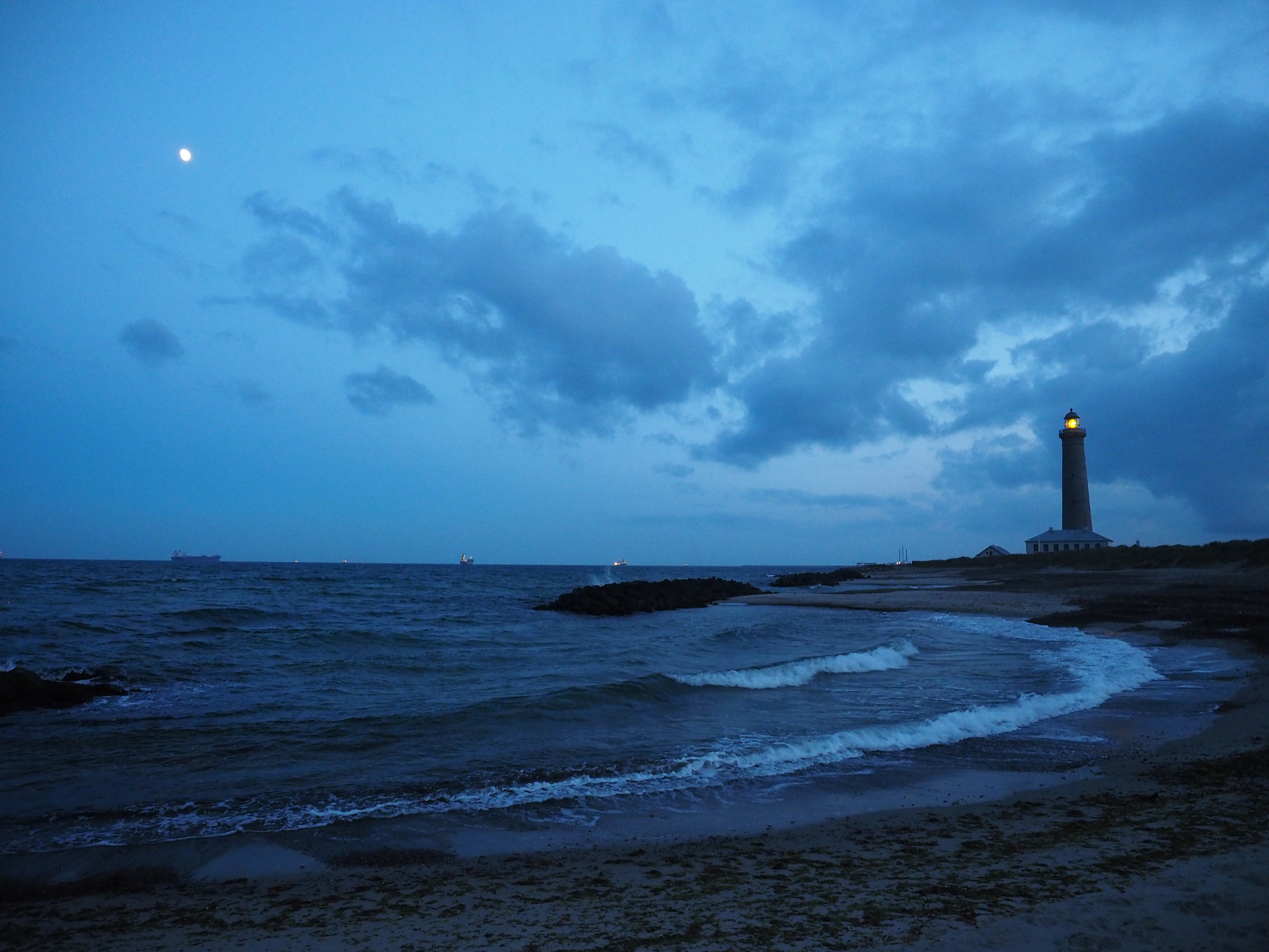 Skagen Lighthouse in the night.