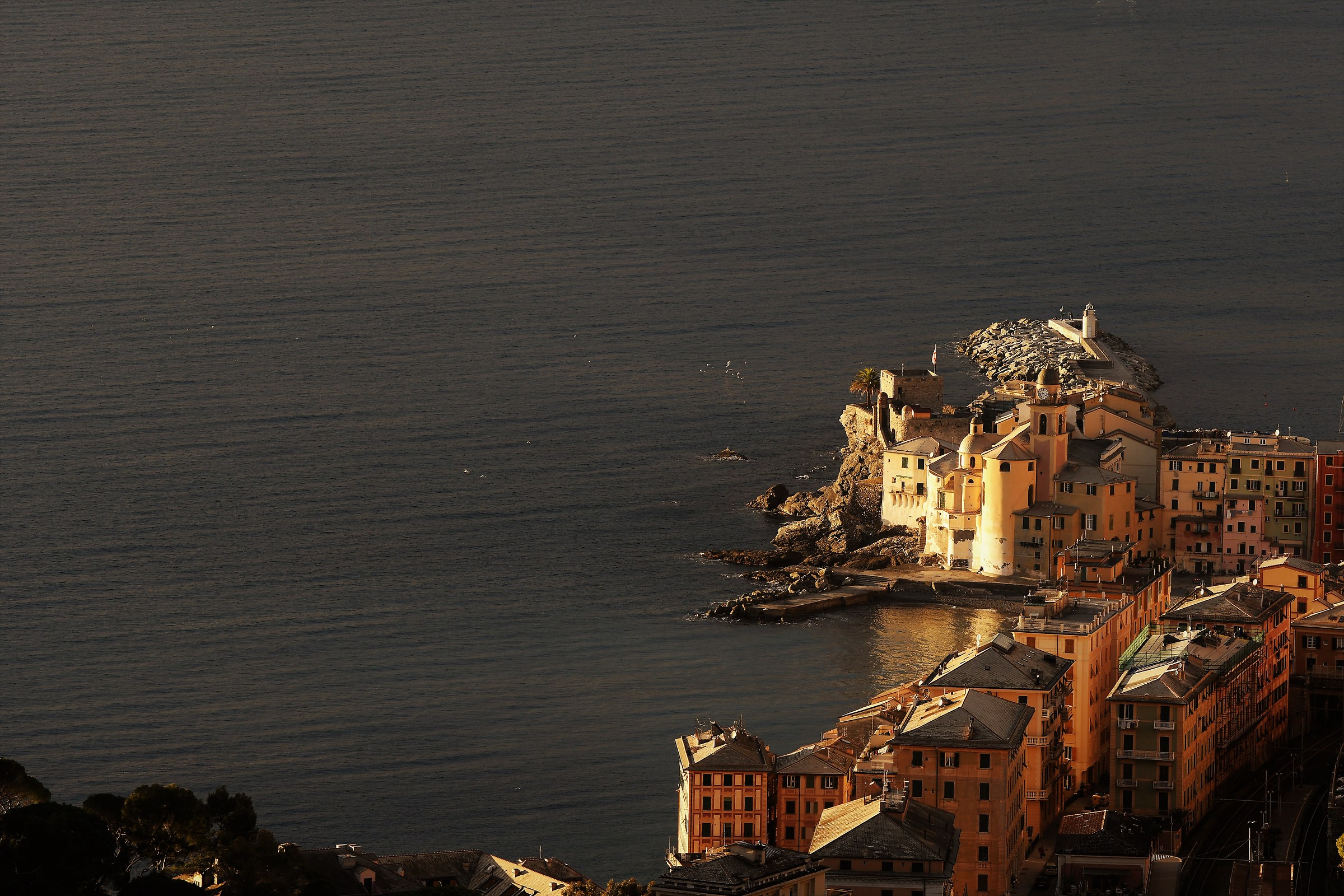 Camogli at sunset from Ruta