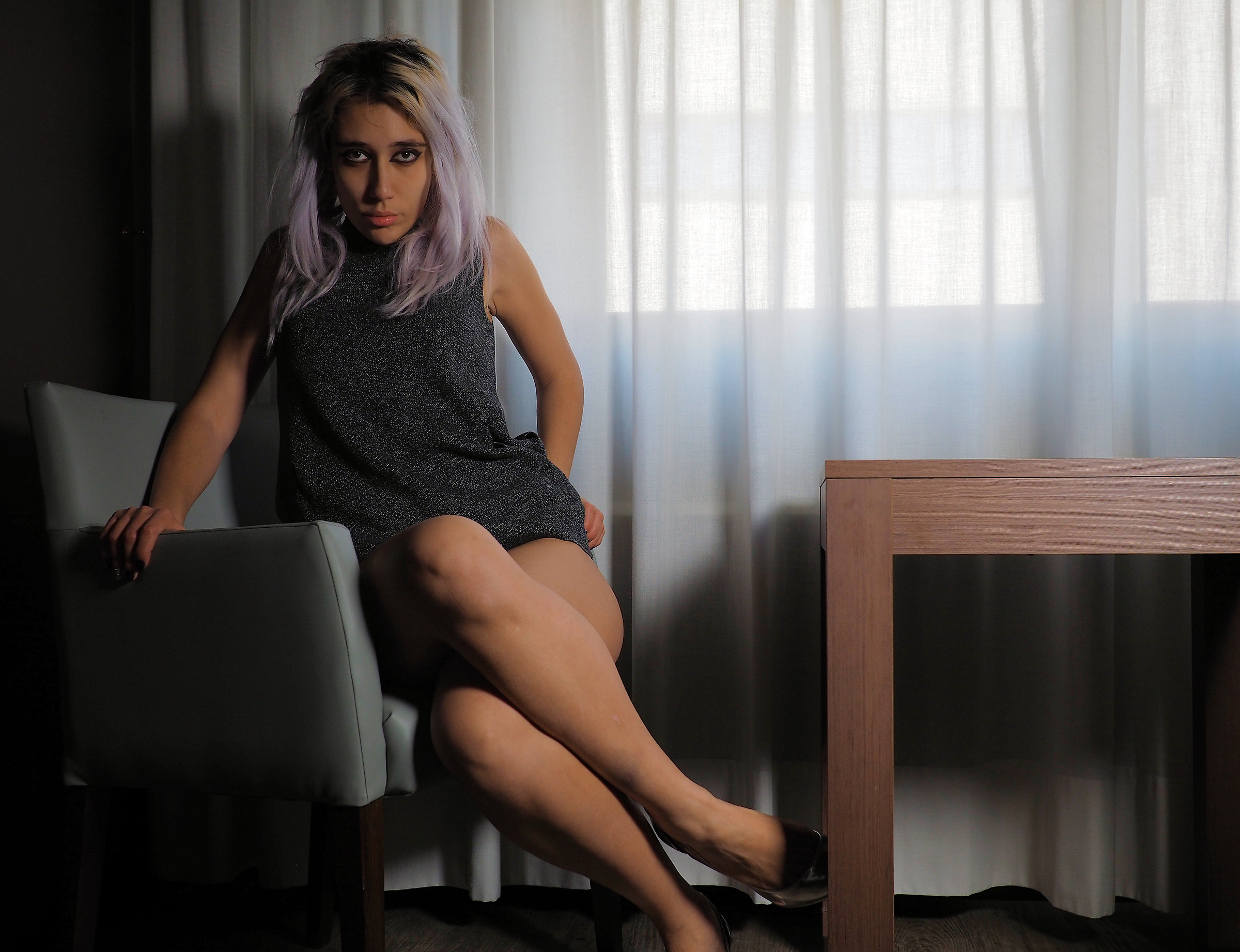 in front of the window