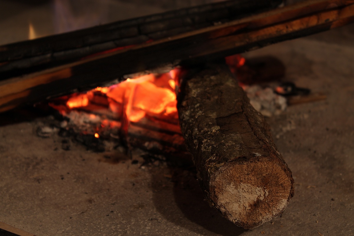 burning wood ..