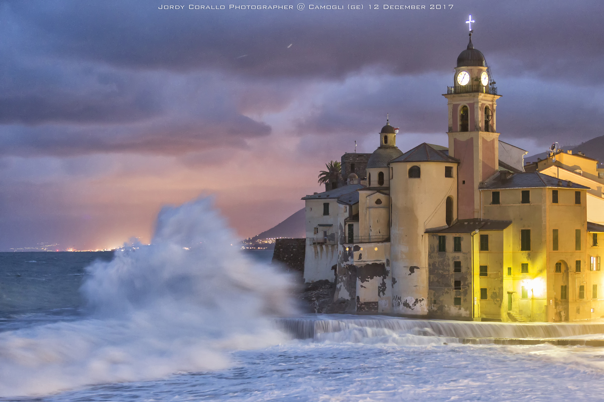 Sunrise with storm in Camogli